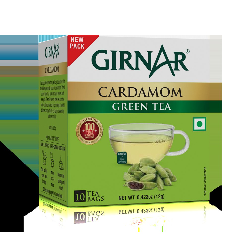 GIRNAR GREEN TEA CARDAMOM 10 TB 12 GM