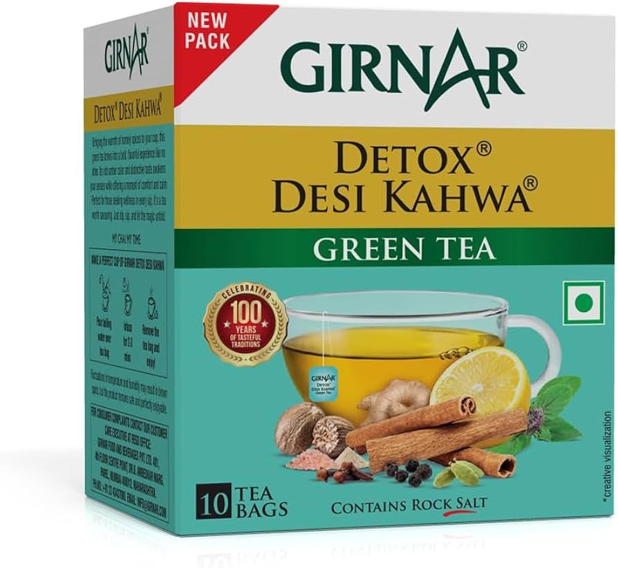 GIRNAR GREEN TEA DESI KAHWA 10 TEA BAGS 25 GM