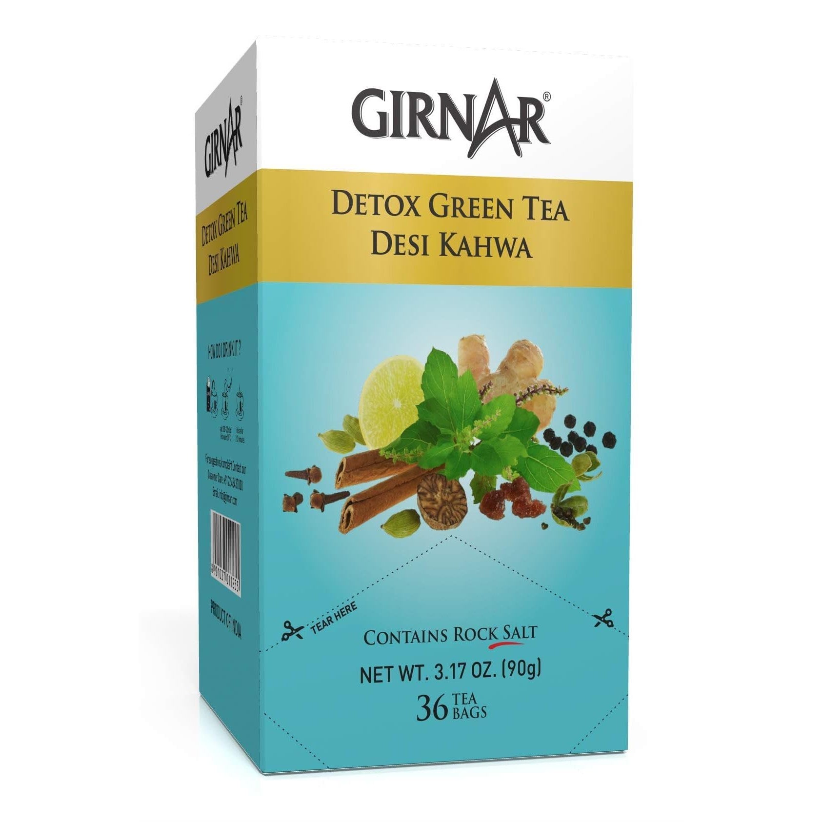 Girnar Green Tea Desi Kahwa 36 Teabags 3.17 OZ
