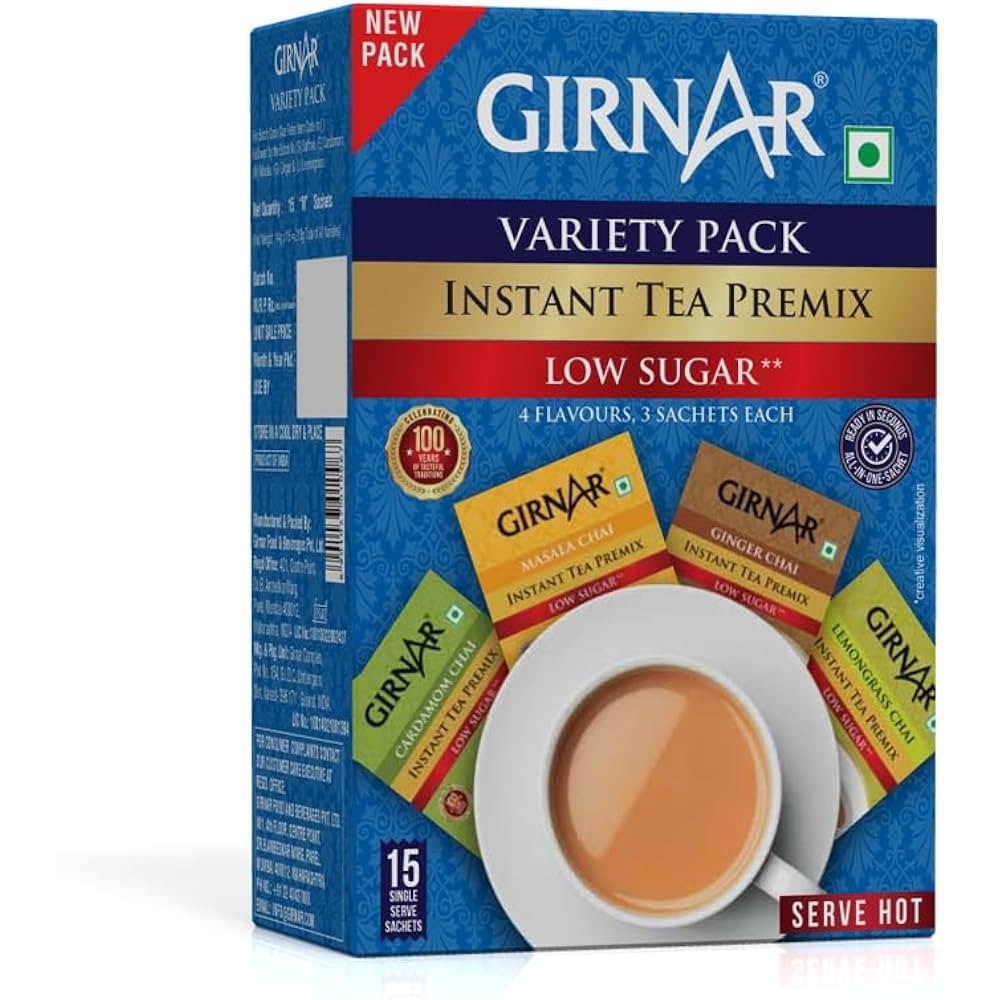 Girnar Instant Tea Premix Low Sugar Variety Pack 15 BAG