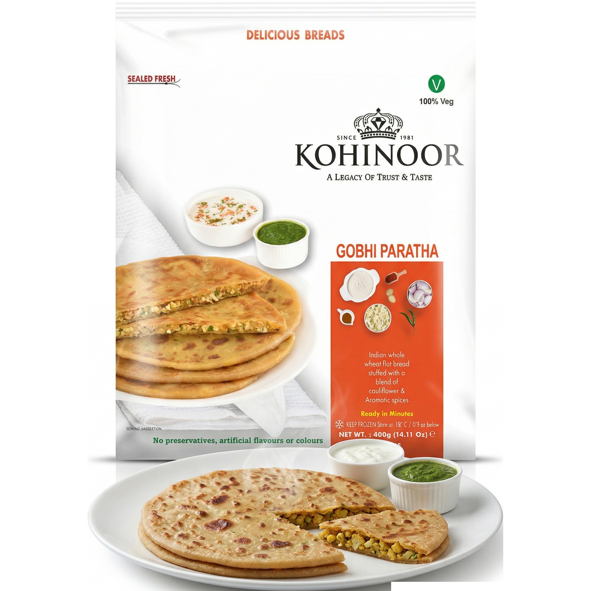 KOHINOOR GHOBHI PARATHA 400 GM