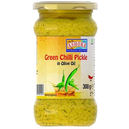 Ashoka Green Chilli Pickle In Olive Oil 300 GM
