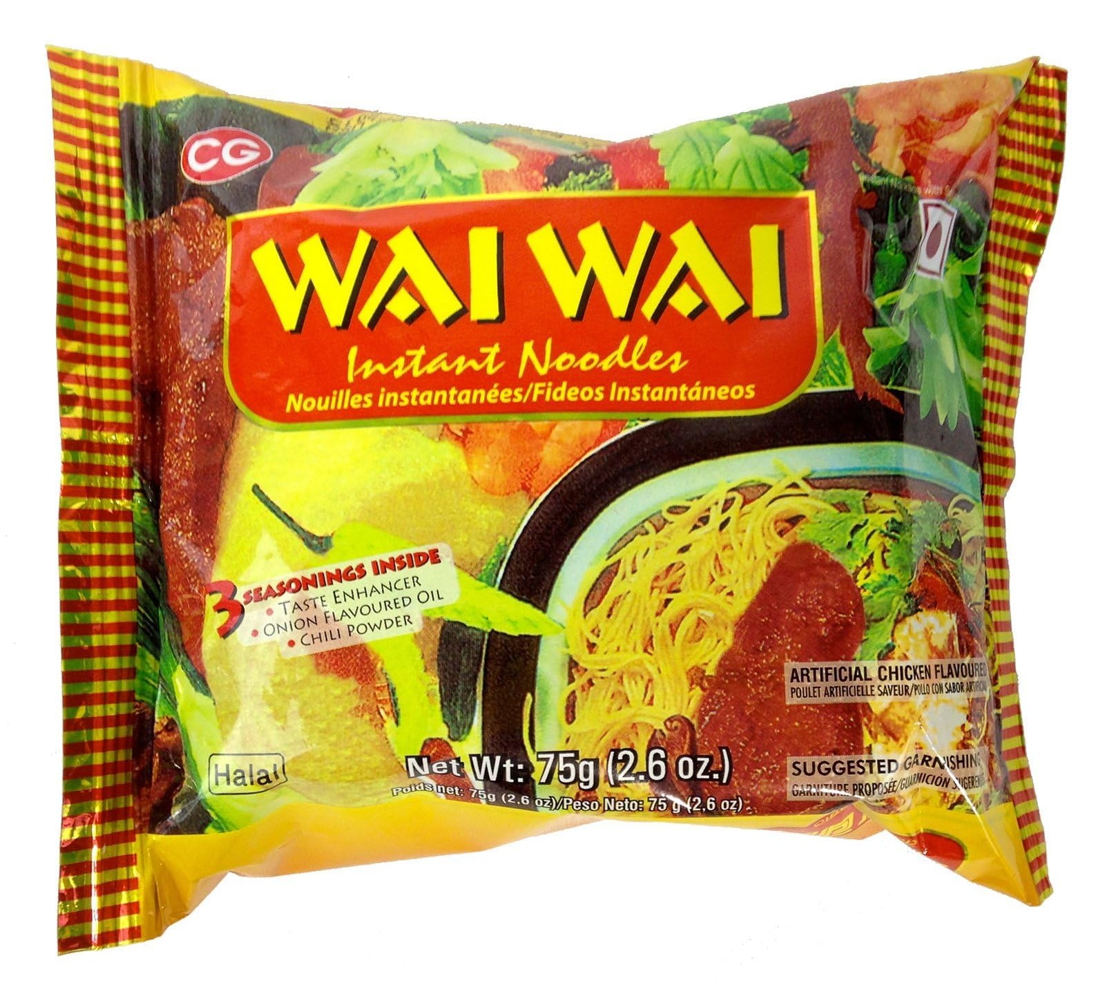 WAIWAI CHICKEN FLAVOURED 2.6 OZ