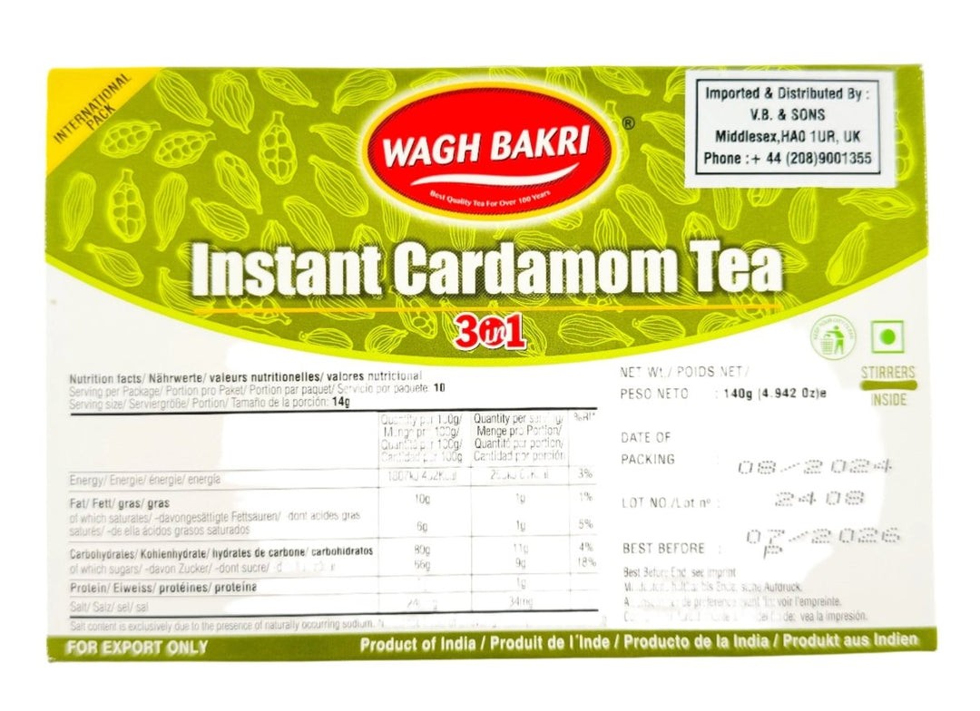 WAGH BAKRI INSTANT CARDAMOM 3 IN 1 140 GM