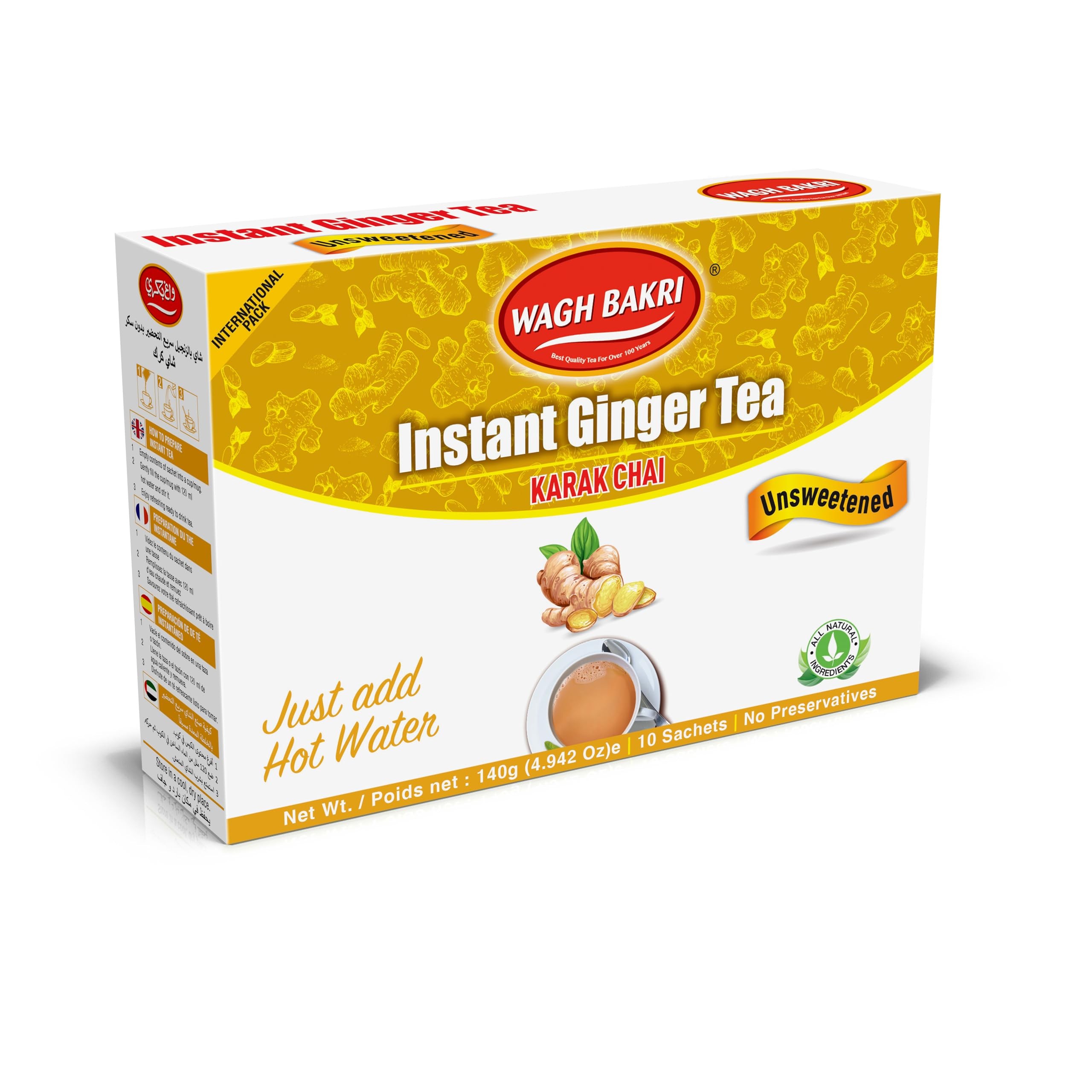 WAGHBAKRI GINGER TEA UNSWEETENED 10 BAG