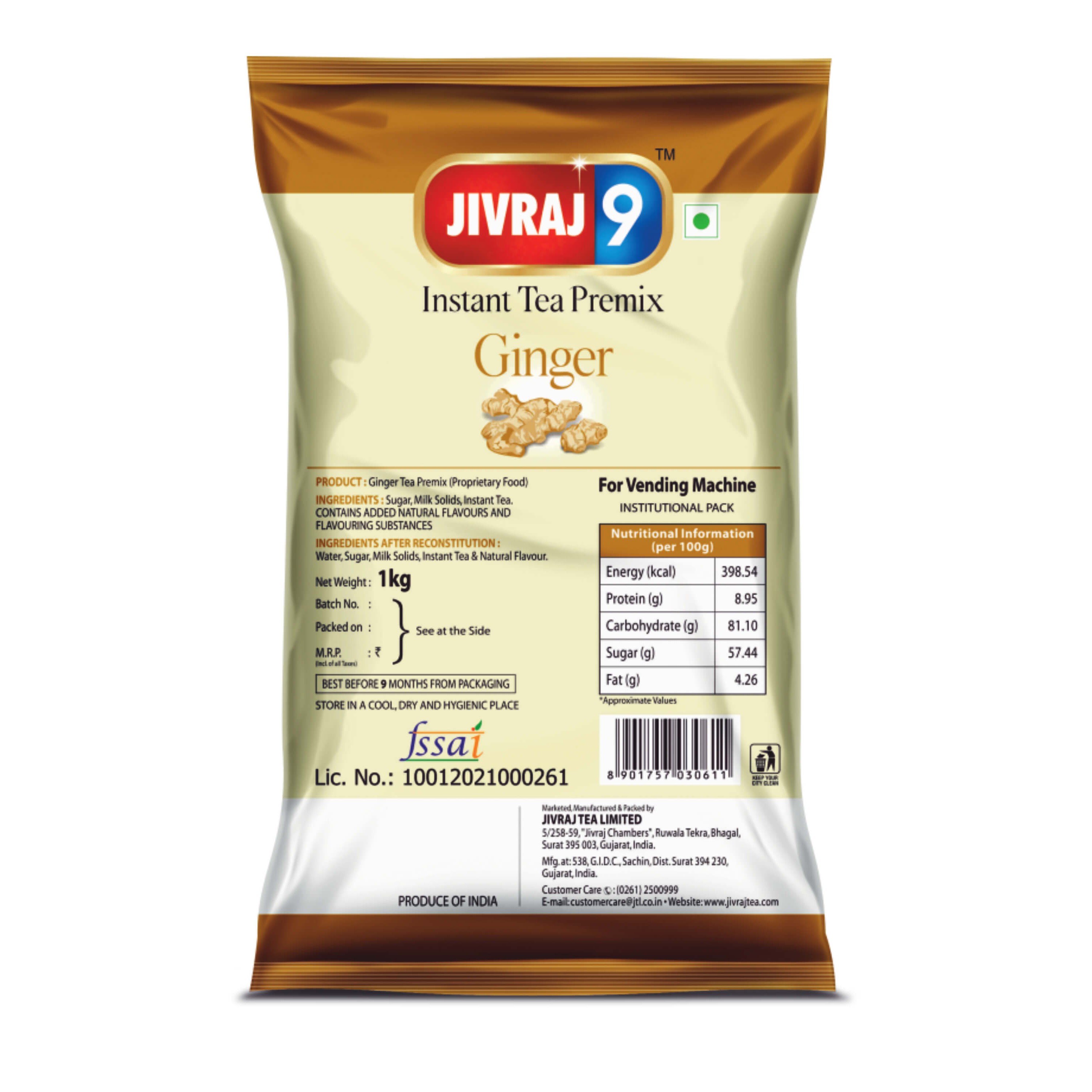JIVRAJ 9 GINGER INSTANT TEA 1 KG