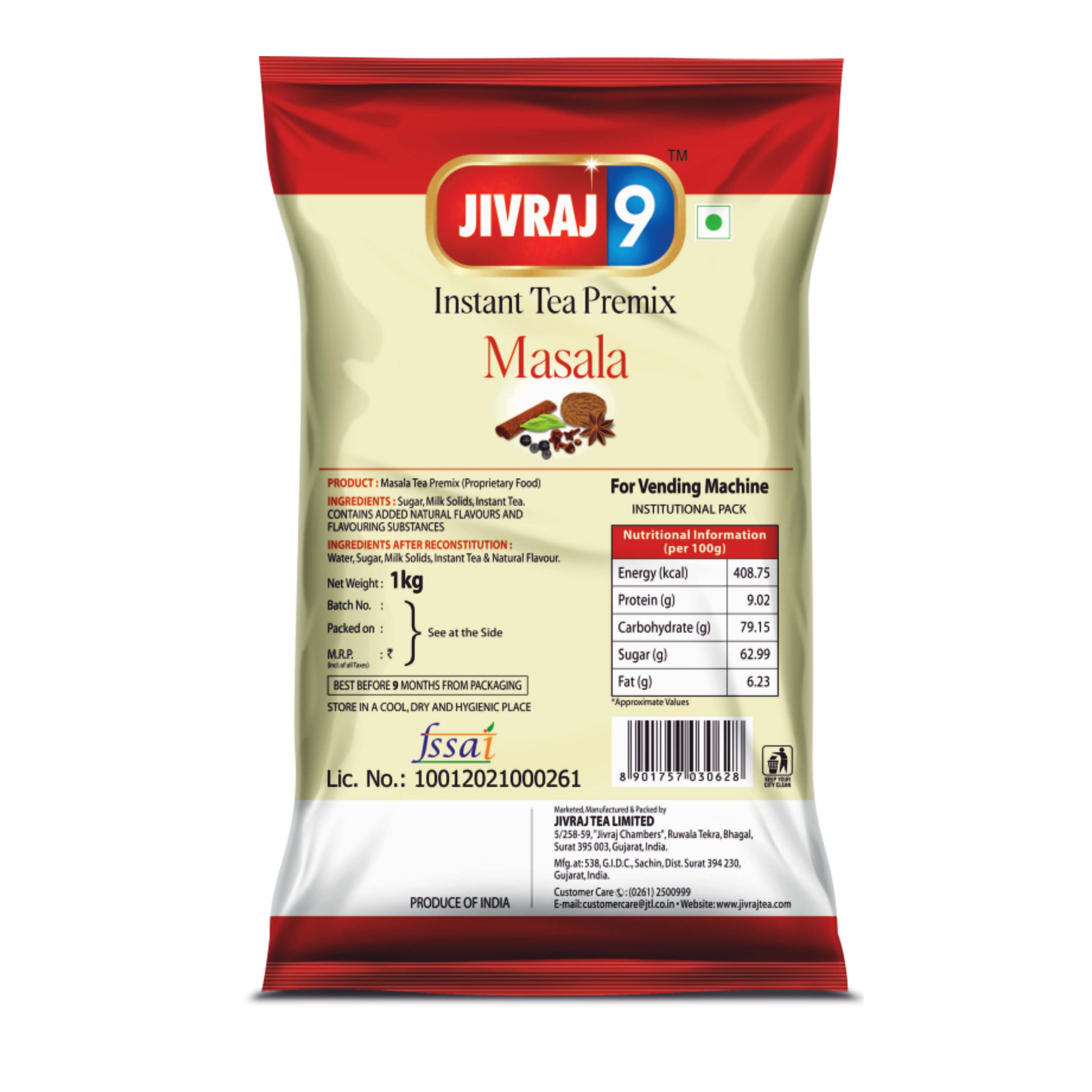JIVRAJ 9 INSTANT TEA PREMIX MASALA 1 KG