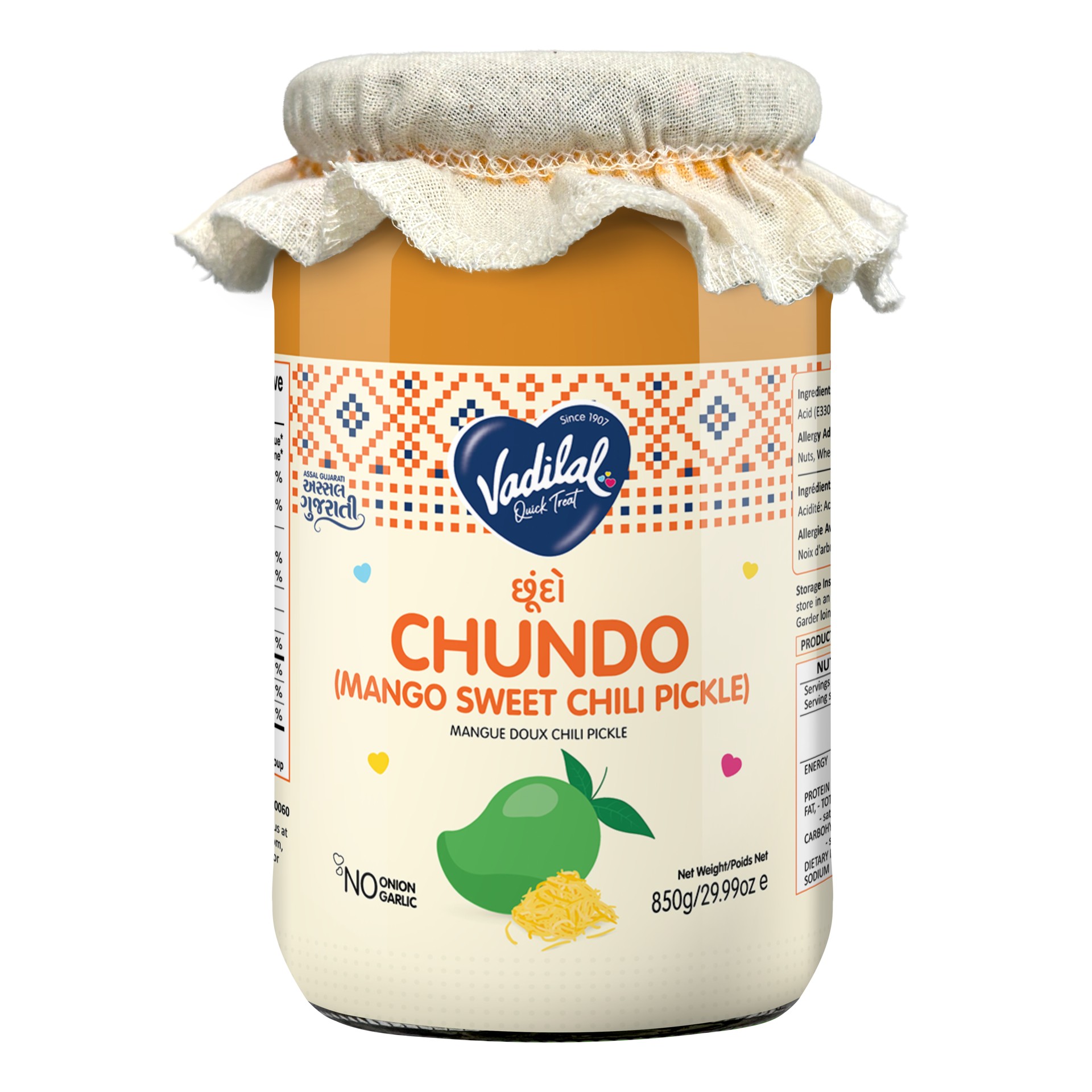 VADILAL CHUNDO MANGO PICKLE 850 GM