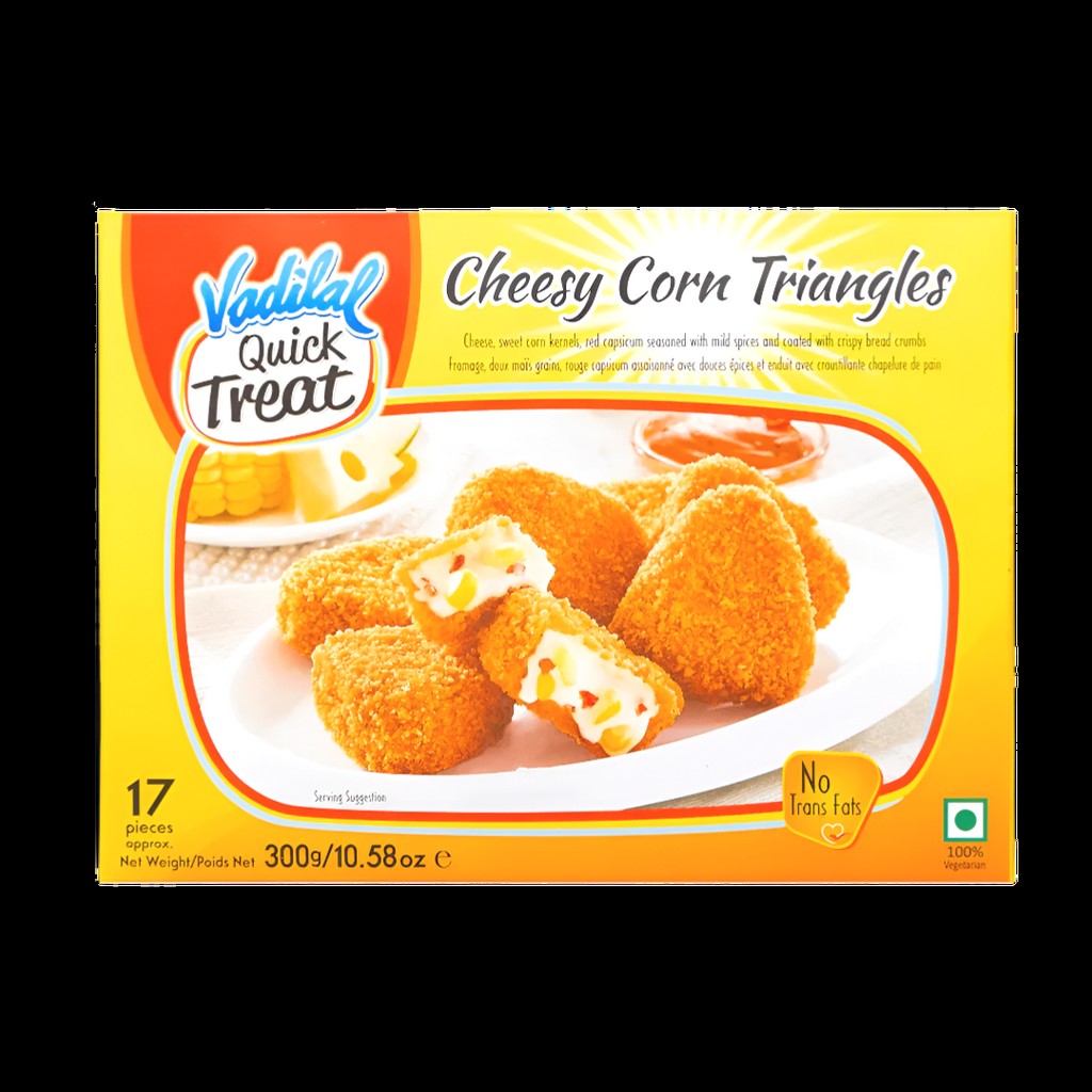 CHEESY CORN TRIANGLES VADILAL 300 GM