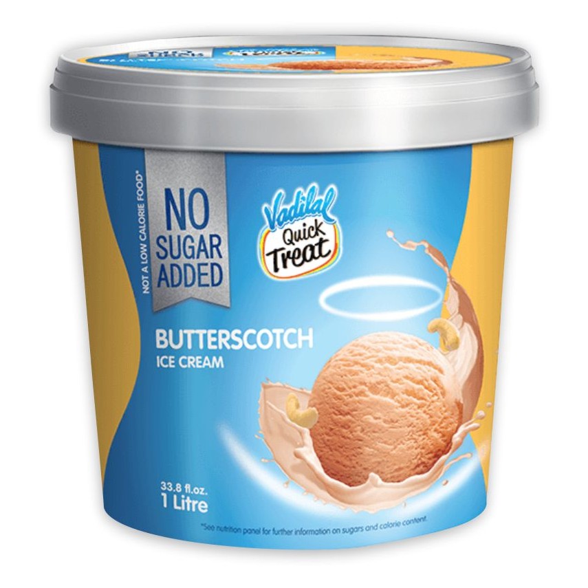 VADILAL BUTTERSCOTCH SUGAR FREE ICE CREAM 1 LTR