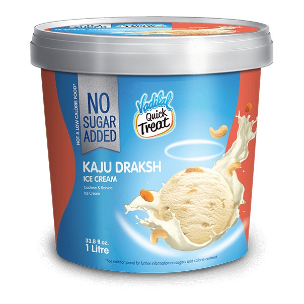 VADILAL KAJU DRAKSH SUGAR FREE ICE CREAM 1 LTR