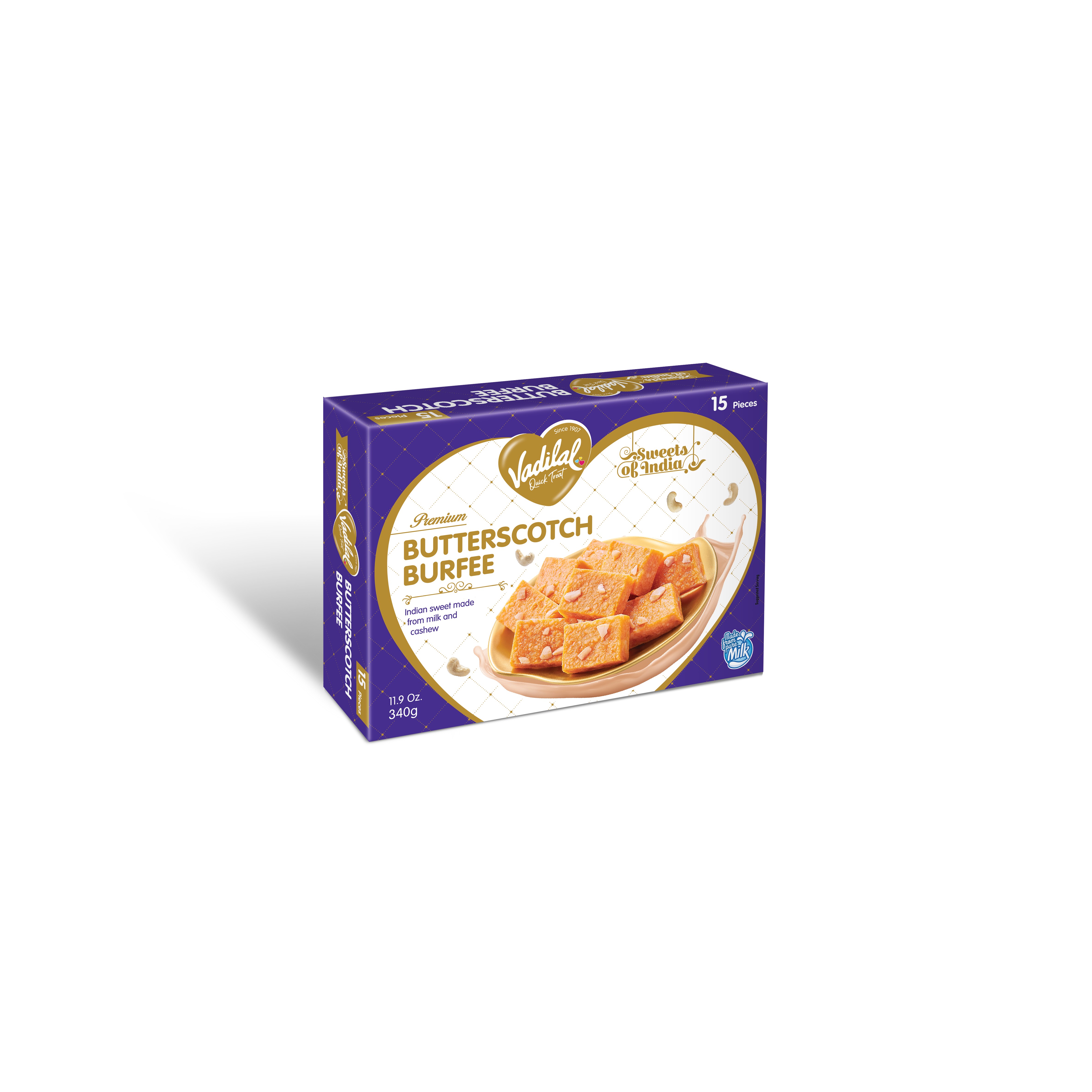VADILAL BUTTERSCOTCH BURFEE 15 PCS