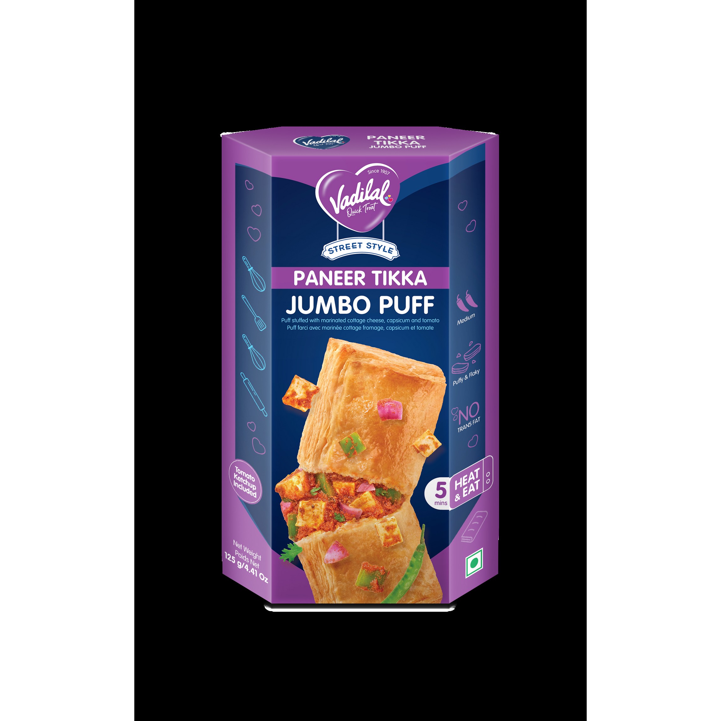 Vadilal Jumbo Paneer Tikka Puff 125 GM