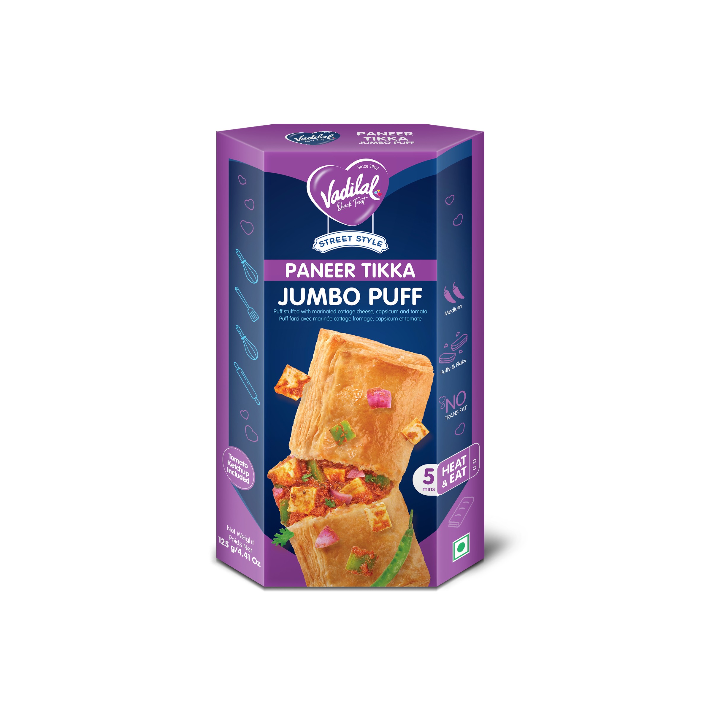 PANEER TIKKA PUFF VADILAL 125 GM