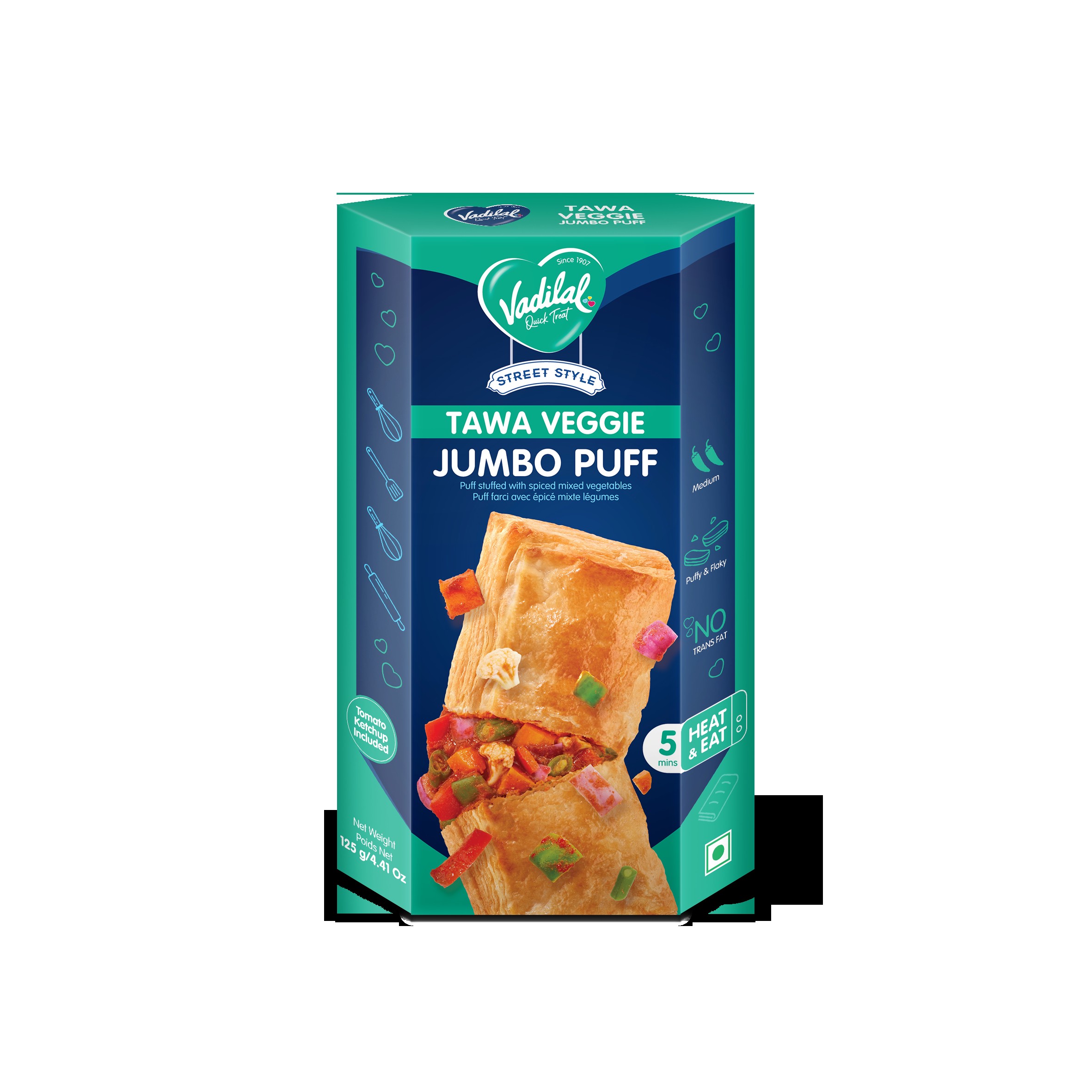 Vadilal Jumbo Tawa Veggie Puff 125 GM