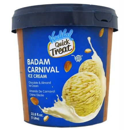 VADILAL BADAM CARNIVAL ICE CREAM TUB 1 LTR