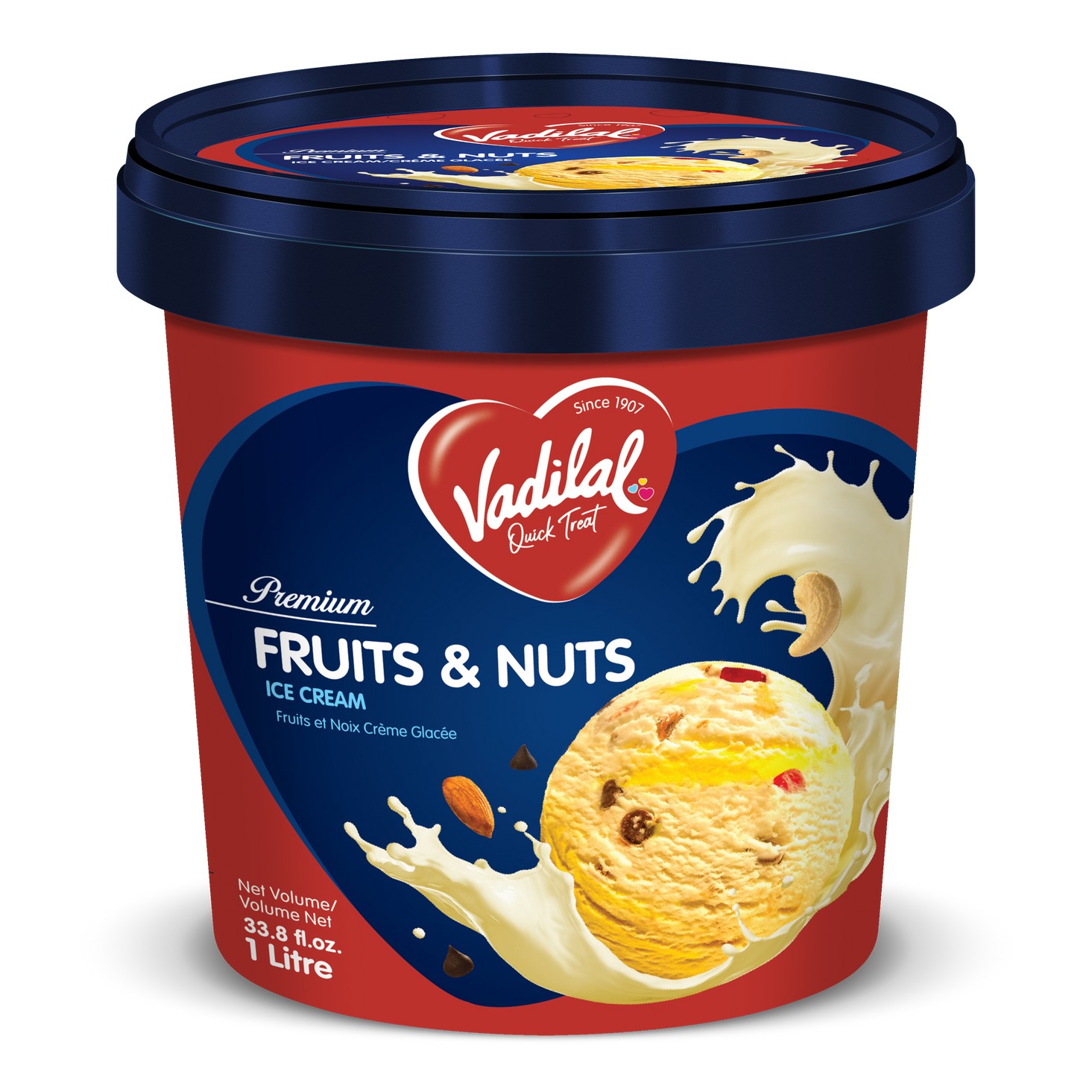 VADILAL FRUITS & NUTS ICE CREAM TUB 1 LTR