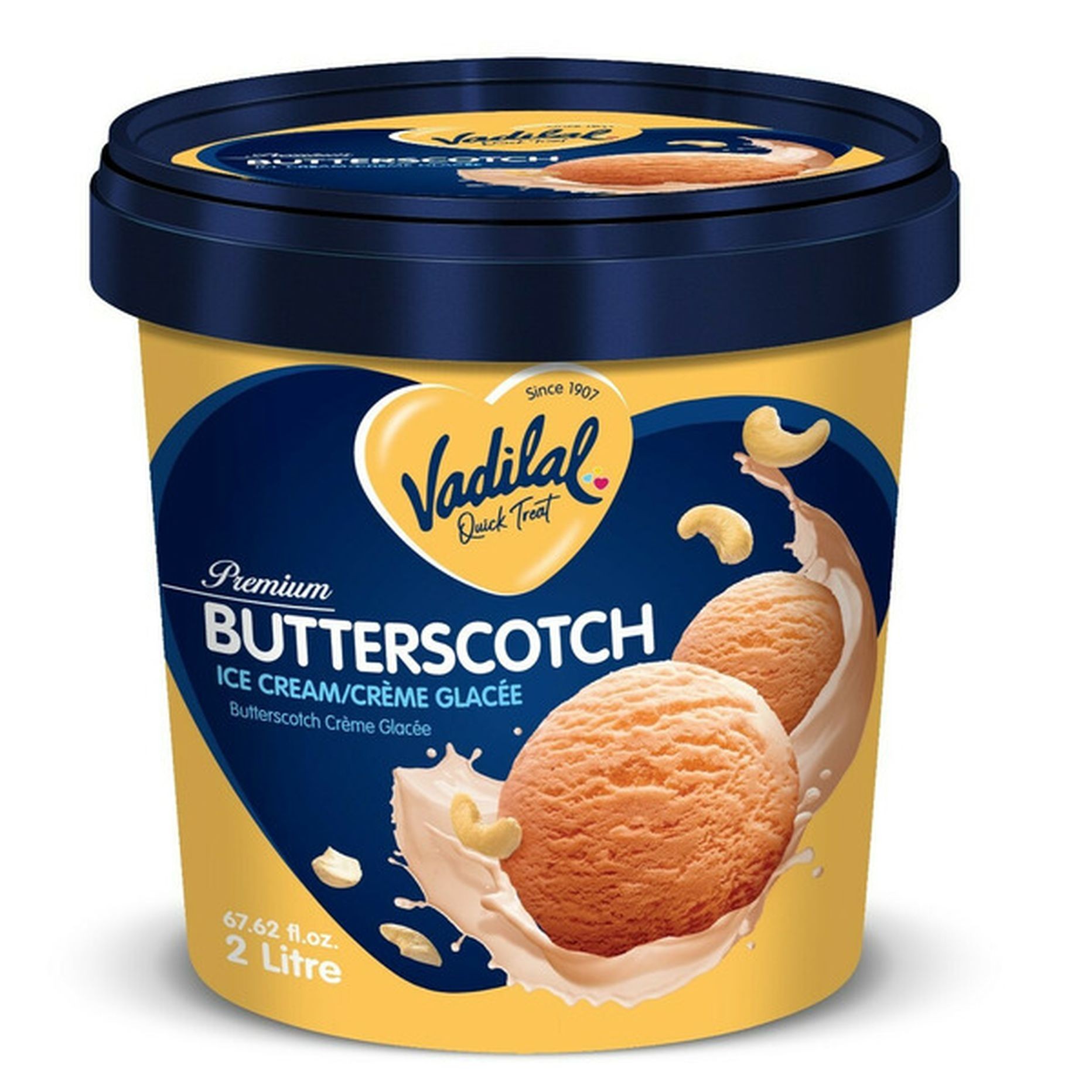 VADILAL BUTTERSCOTCH ICE CREAM TUB  2 LTR