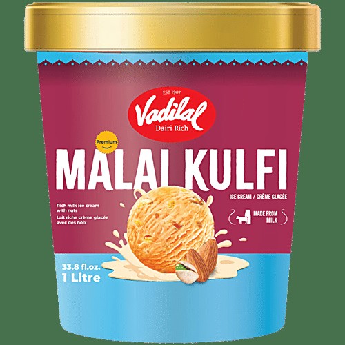 VADILAL MALAI KULFI ICE CREAM TUB 1 LTR