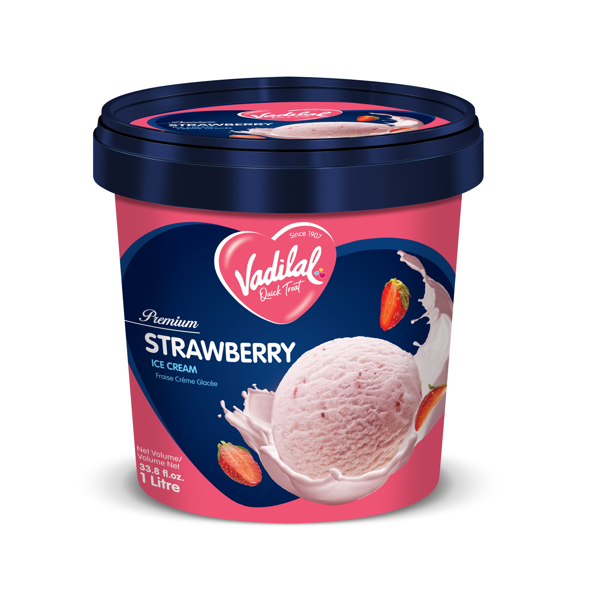 STRAWBERRY ICE CREAM VADILAL 1 LTR