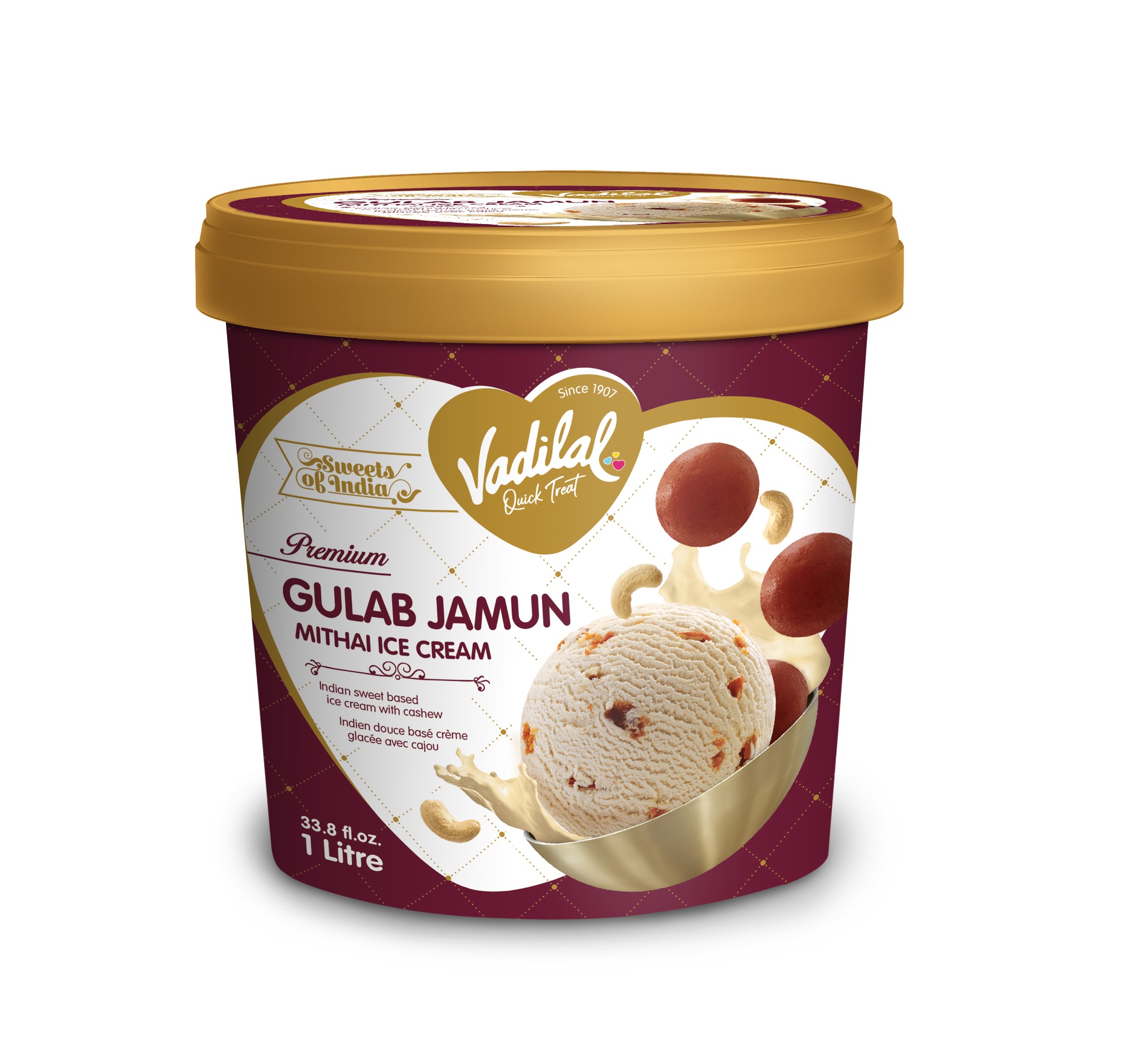 VADILAL GULAB JAMUN MITHAI ICE CREAM 1 LTR