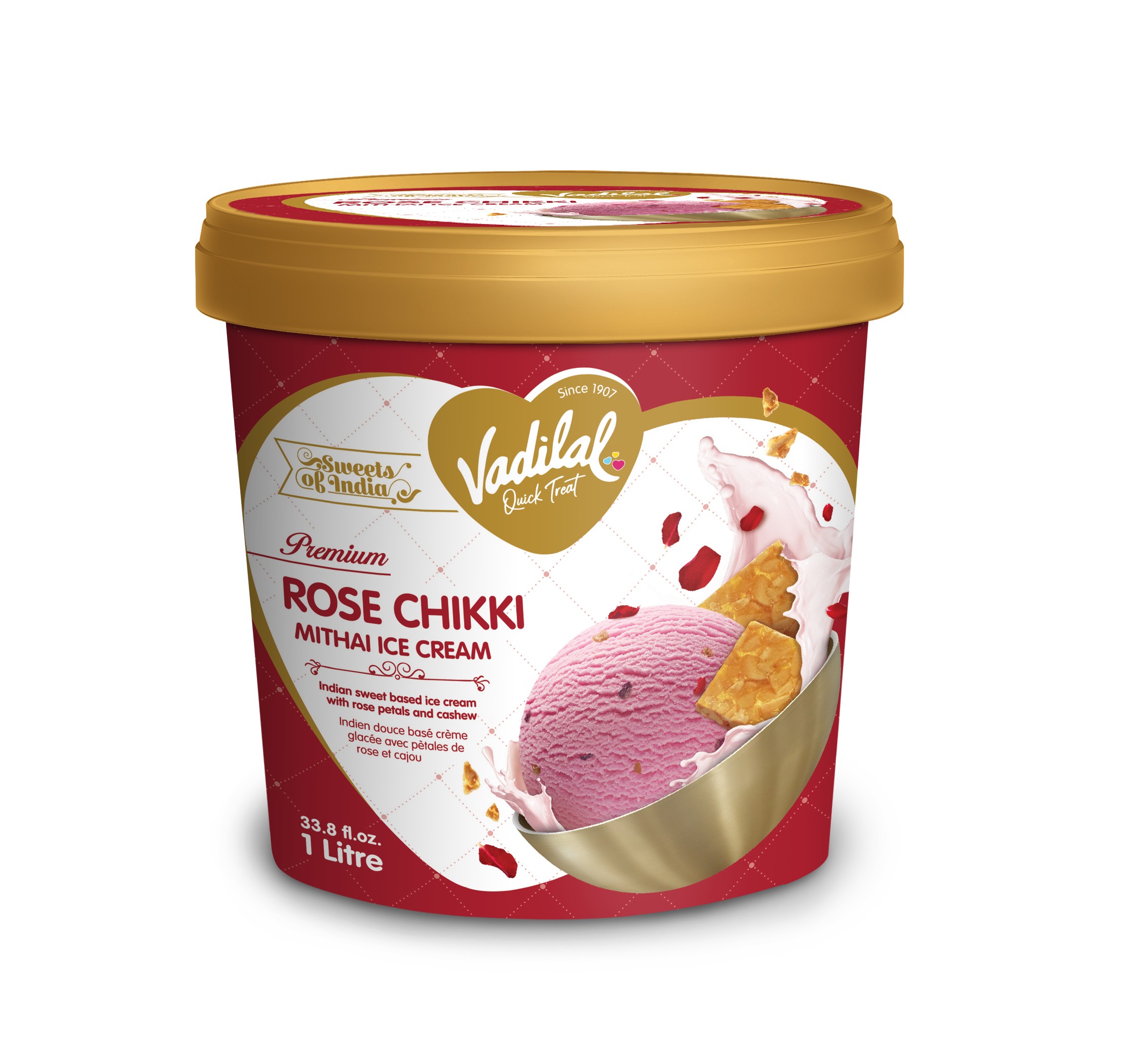 ROSE CHIKKI ICE CREAM VADILAL 1 LTR