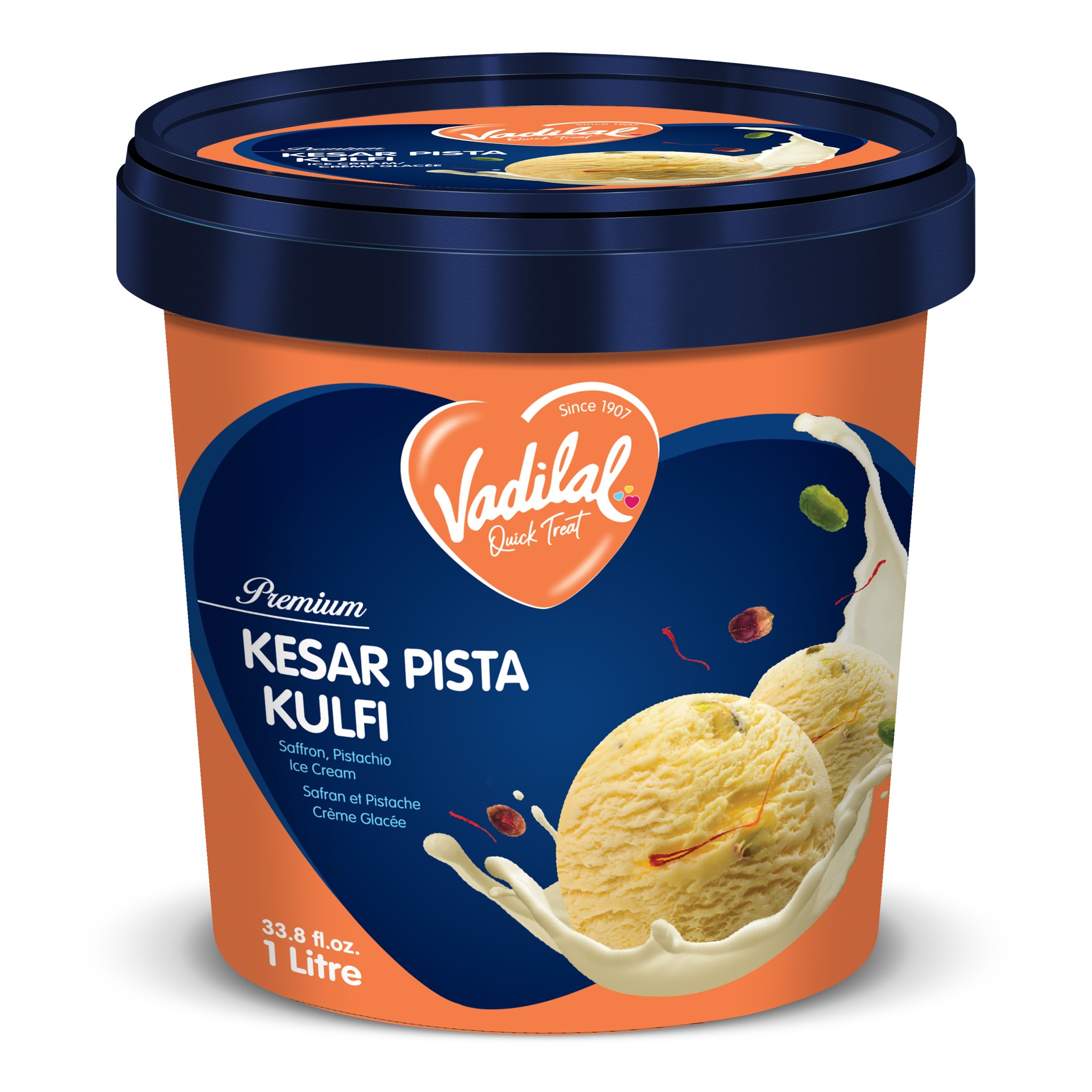 VADILAL KULFI KESAR PISTA ICE CREAM 1 LTR