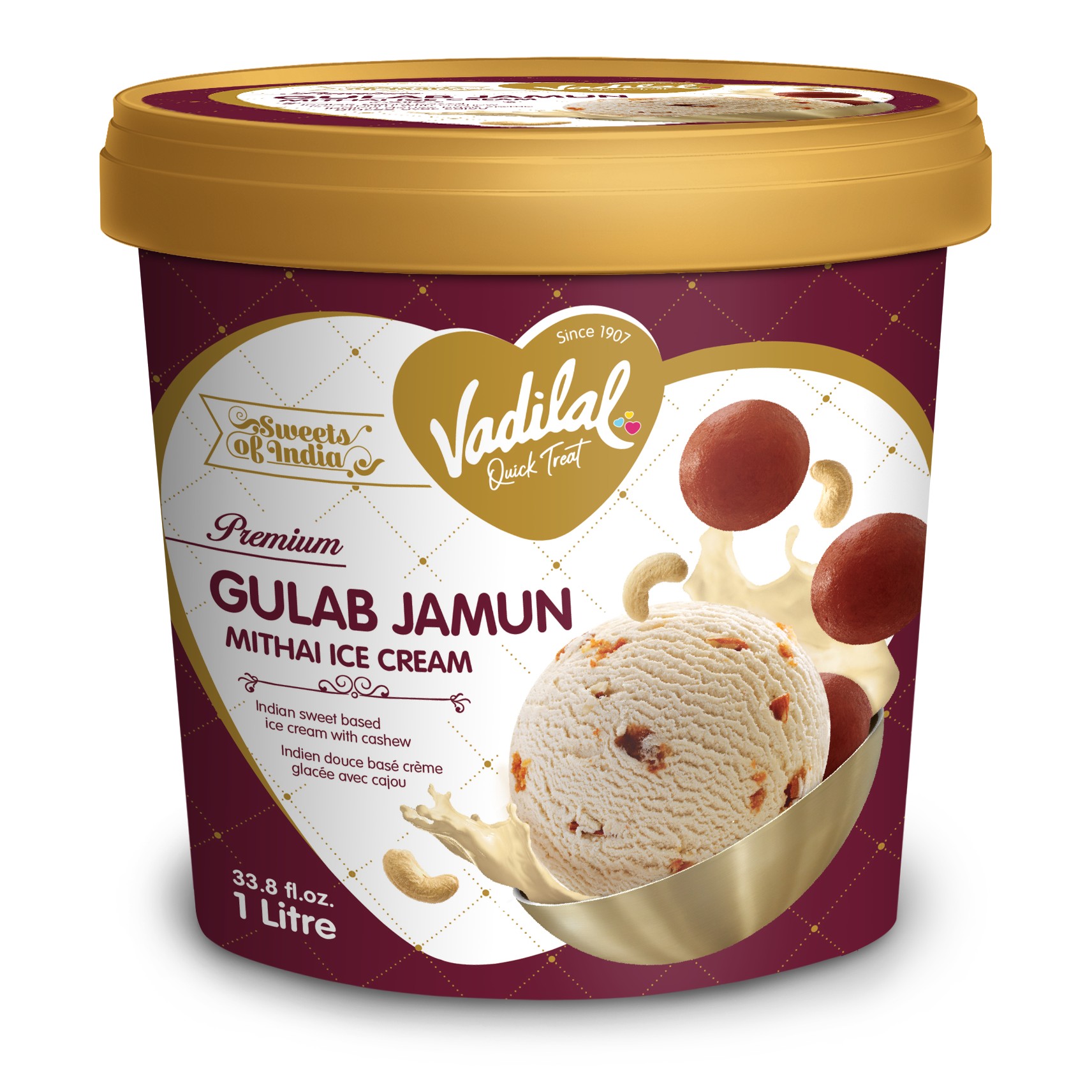 VADILAL GULAB JAMUN ICE CREAM 1 LTR