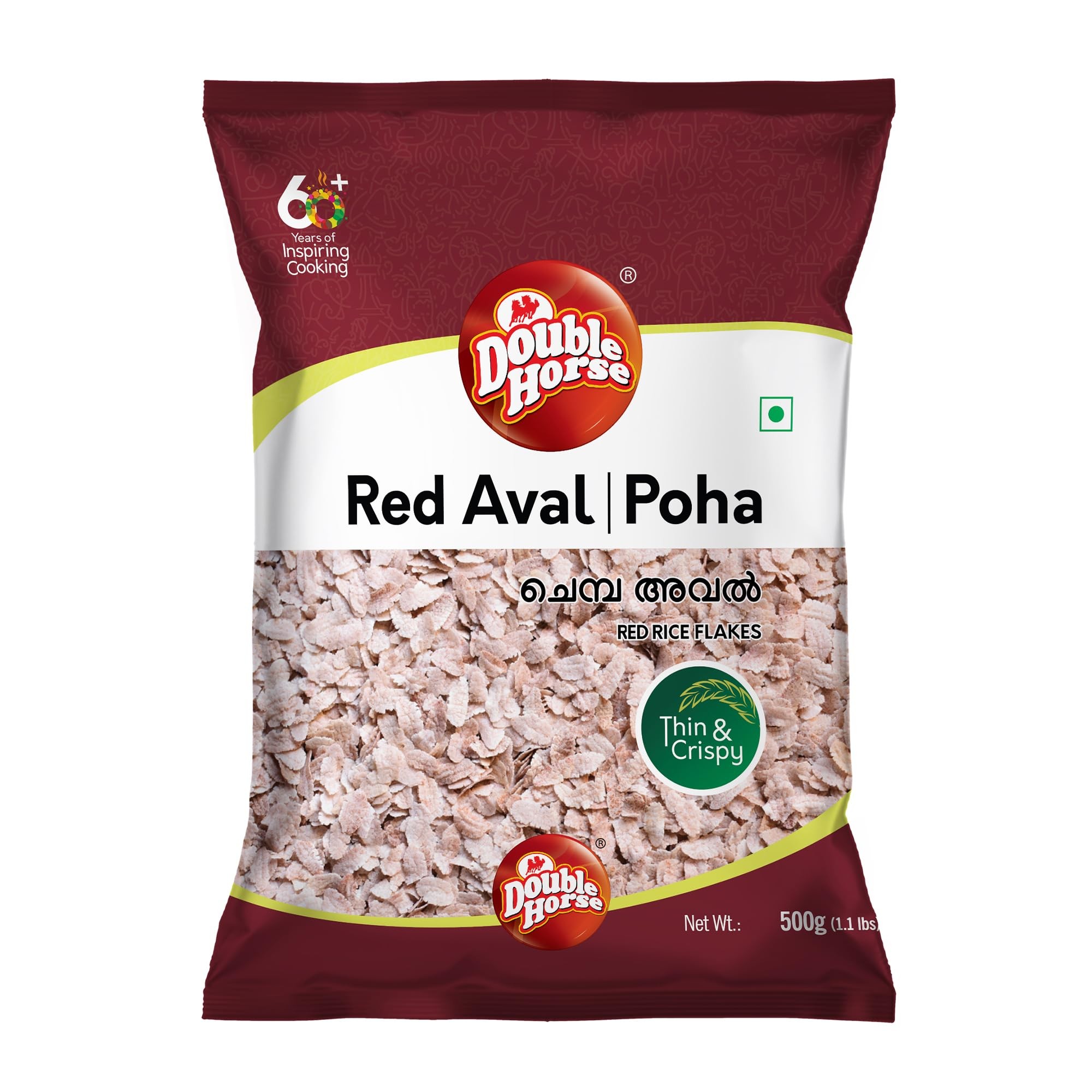DOUBLE HORSE RICE FLAKES AVAL THIN RED 500 GM