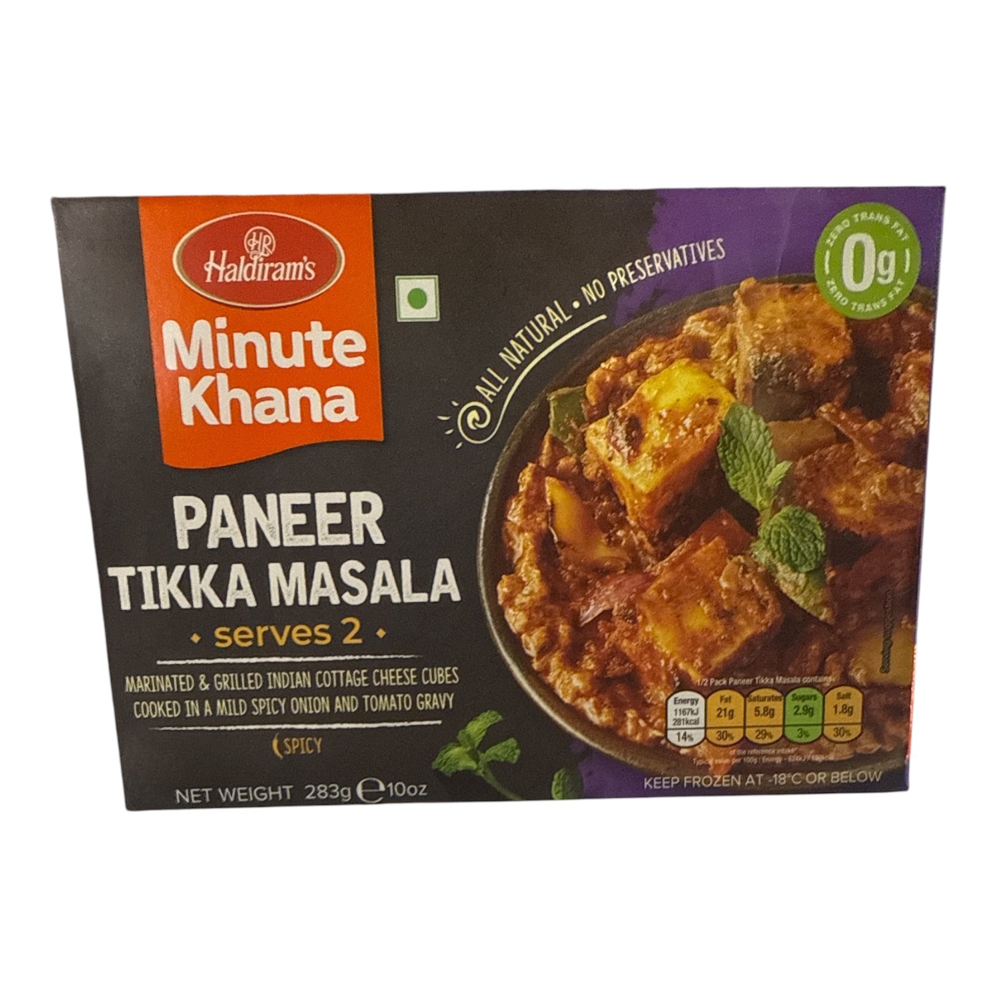 HALDIRAM PANEER TIKKA MASALA FROZEN  283 GM
