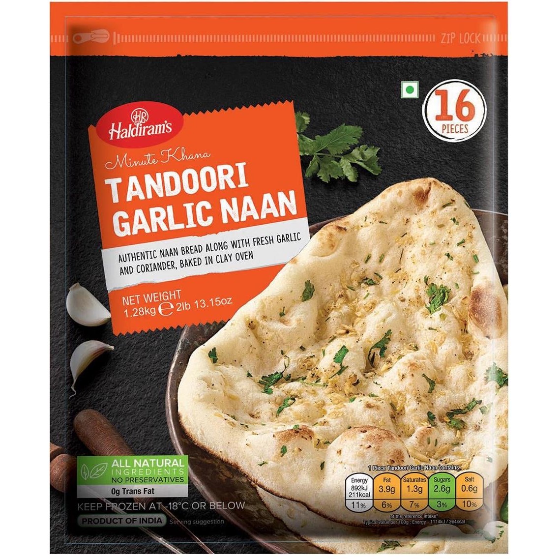 HALDIRAM GARLIC TANDOORI NAAN  16 PCS