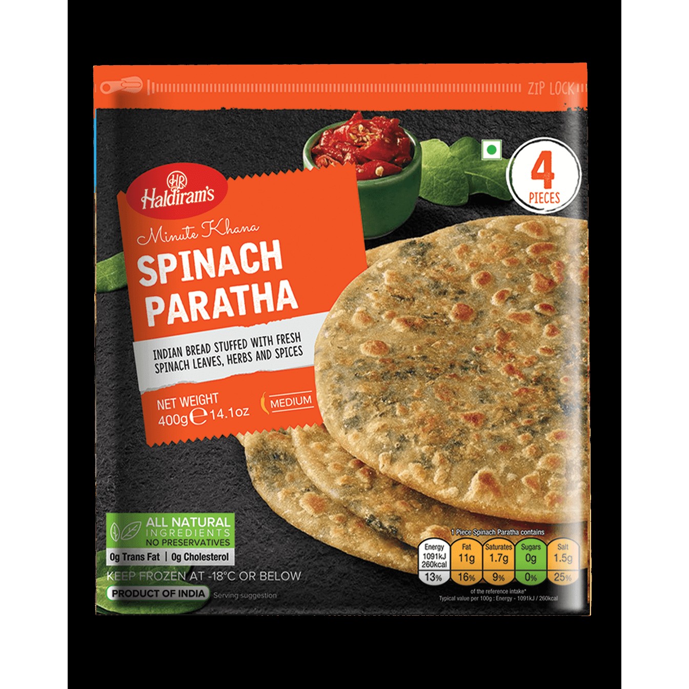 HR HEALTHY SPINACH PARATHA 4 PCS