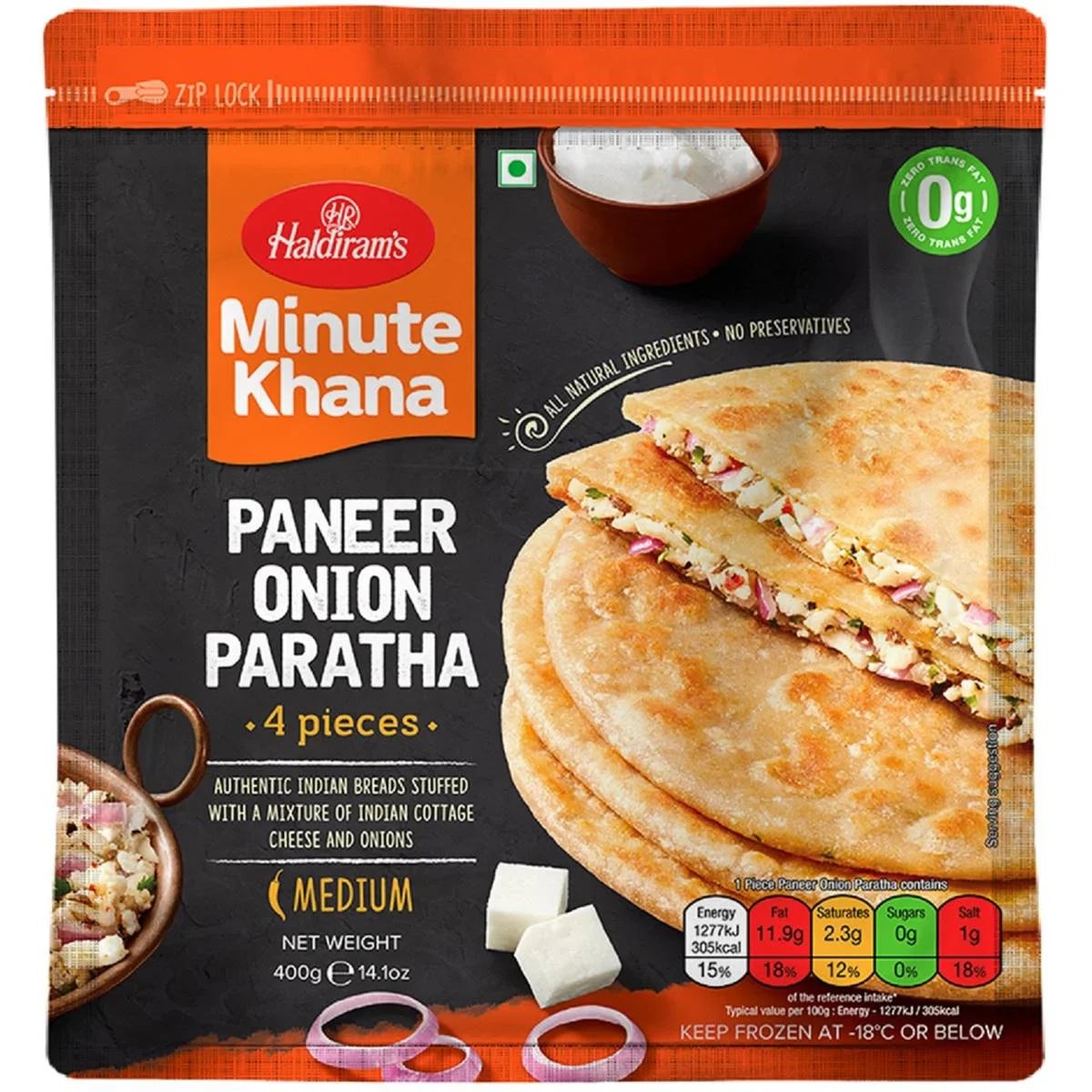 Haldiram Paneer Onion Paratha 400 GM