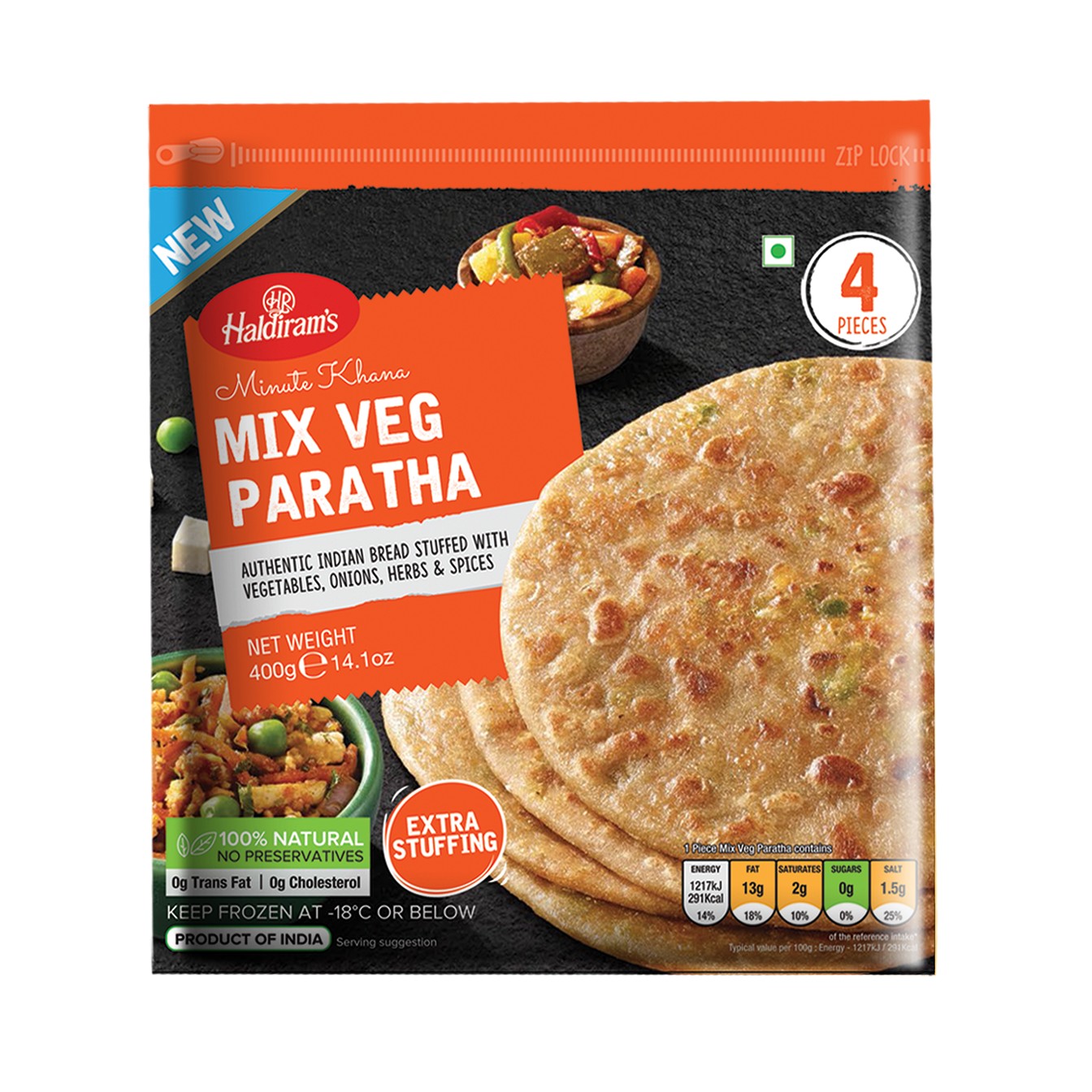Haldiram Mix Veg Paratha 14.1 OZ