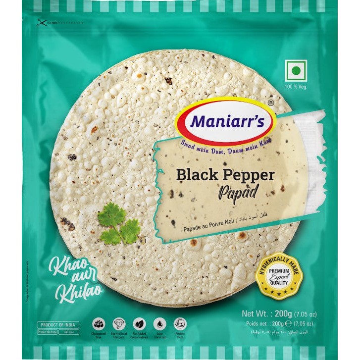 Maniarrs Black Pepper Pappad 200 GM