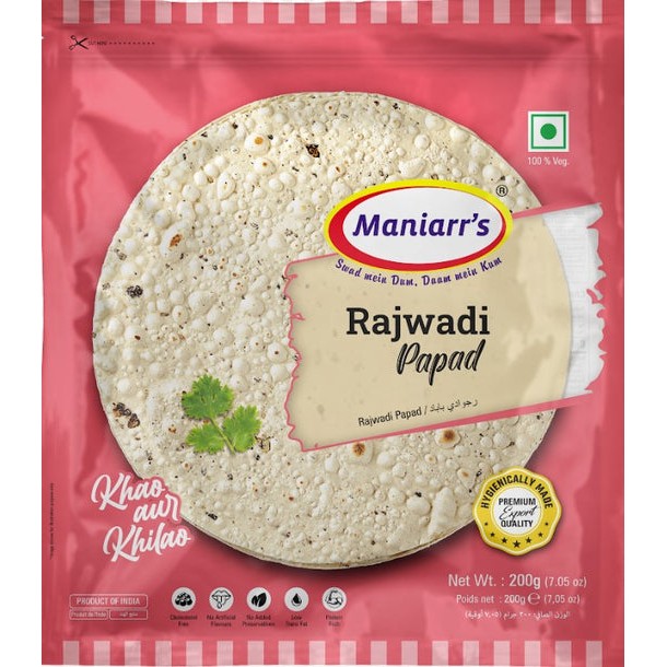 Maniarr's Maniarrs Rajwadi Papad 200 GM