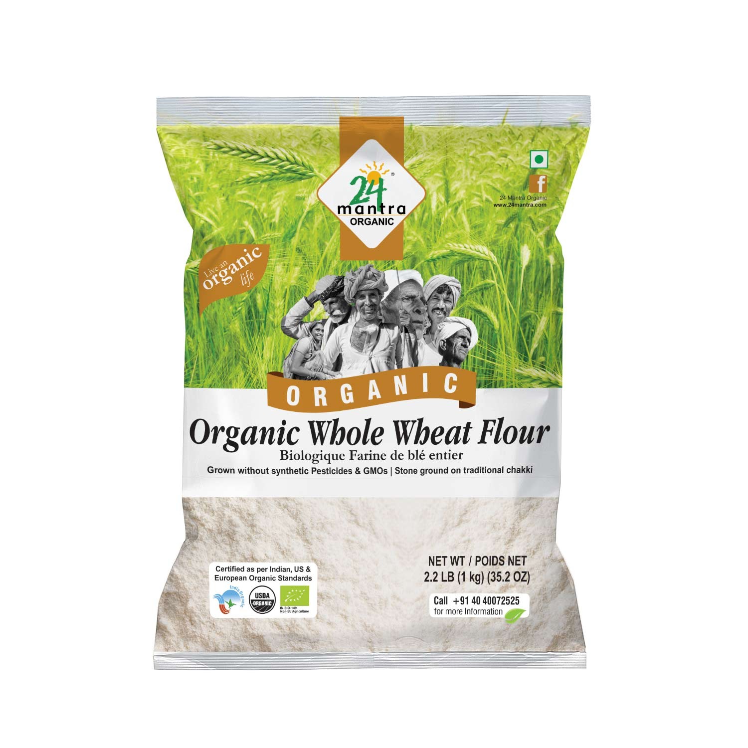 24 MANTRA ORGANIC WHOLE WHEAT FLOUR 2.2 LBS