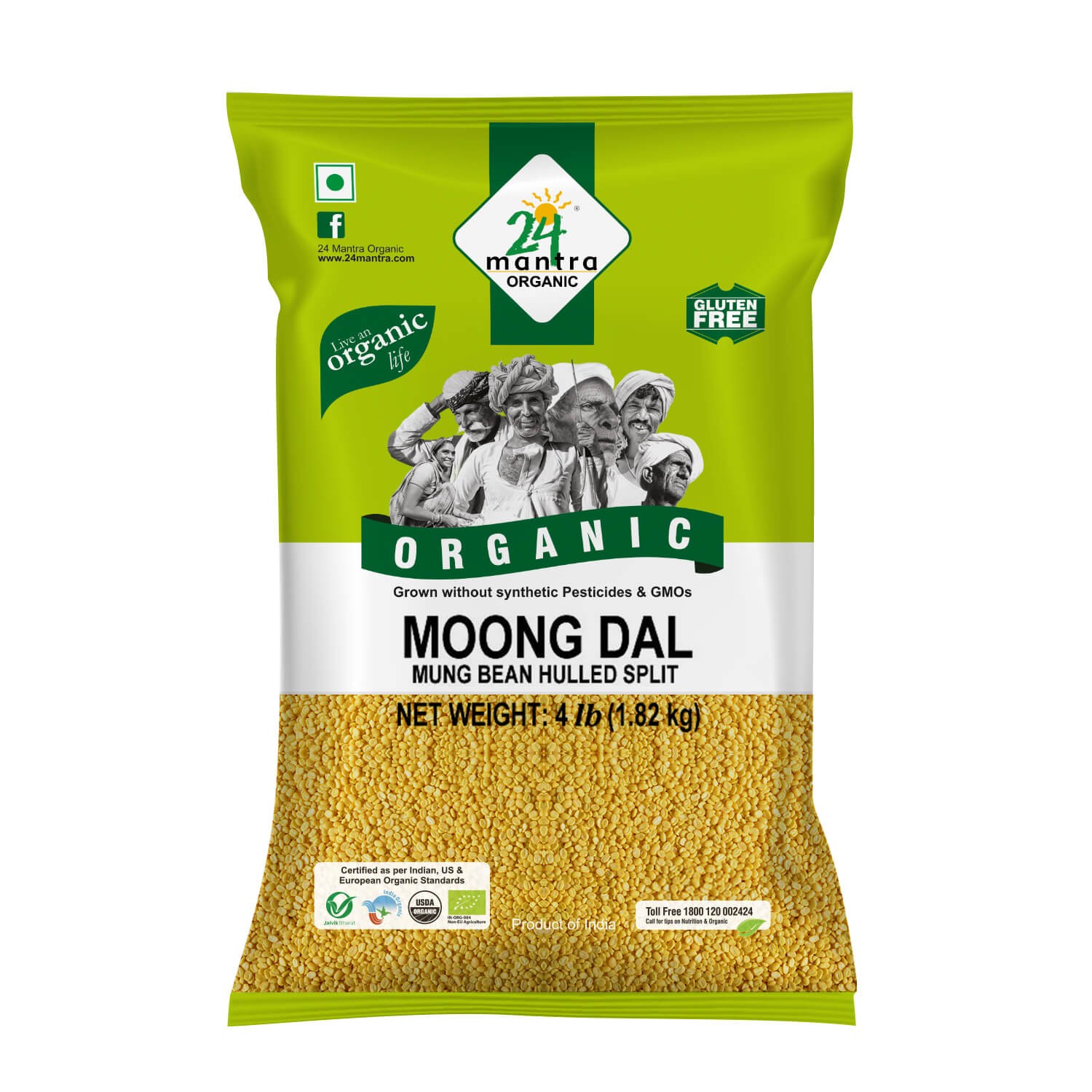24Mantra Organic Moong Dal 4Lb 4 Lbs