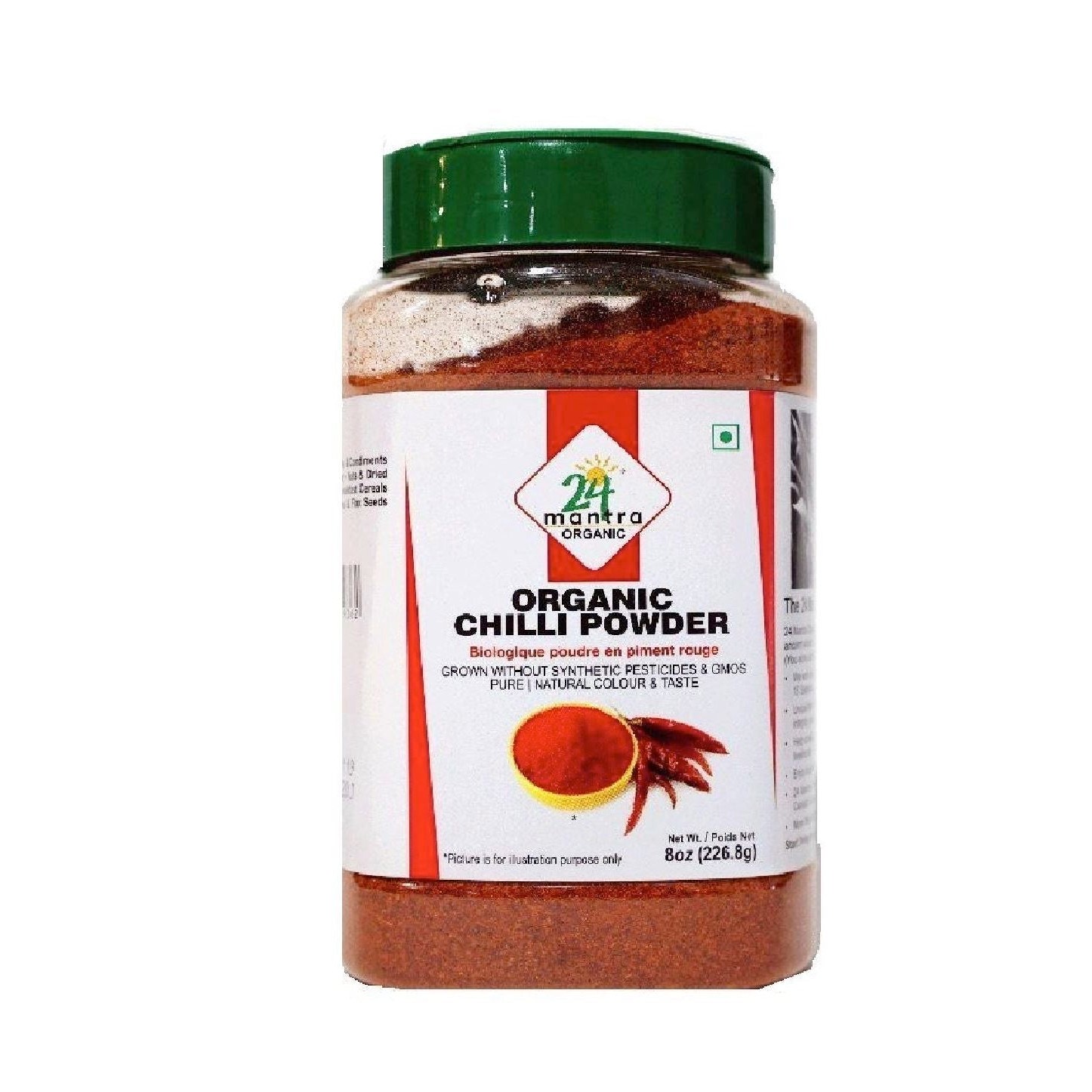 24 MANTRA ORGANIC CHILLI POWDER IN JAR 8 OZ
