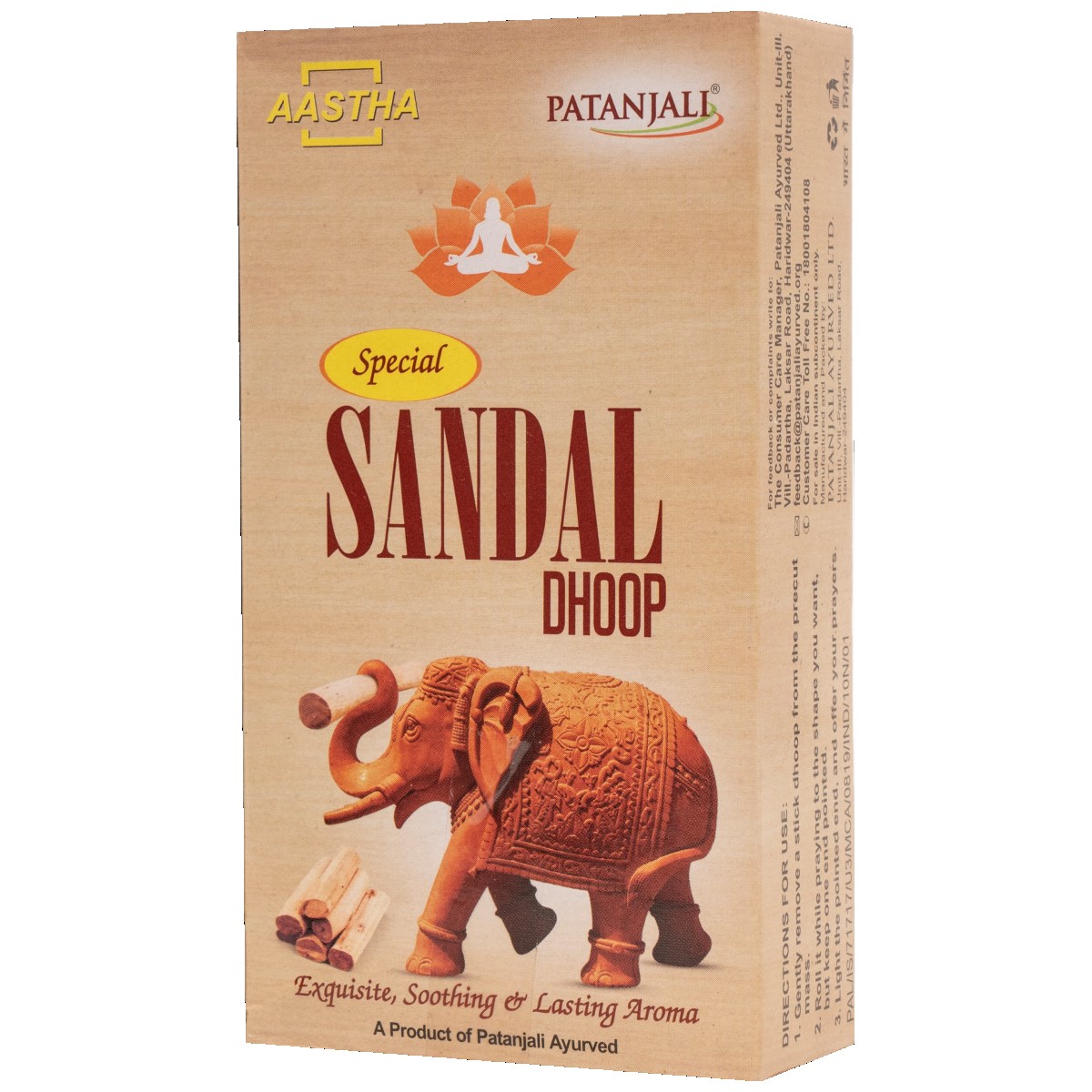 PATANJALI AASTHA SANDAL DHOOP 10STICKS 1 COUNT