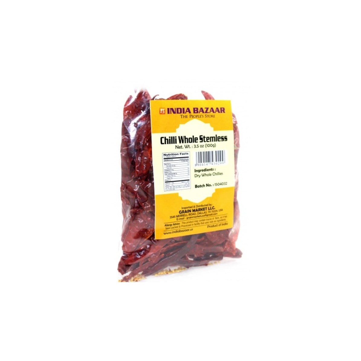 CHILLI WHOLE STEMLESS GRAIN MARKET 100 GM