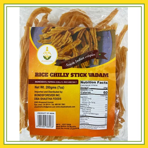 SHASTHA FOODS RICE STICK VADAM CHILLI 200 GM