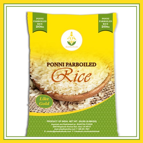 SHASTHA FOODS PONNI PARBOILED RICE 20 LBS