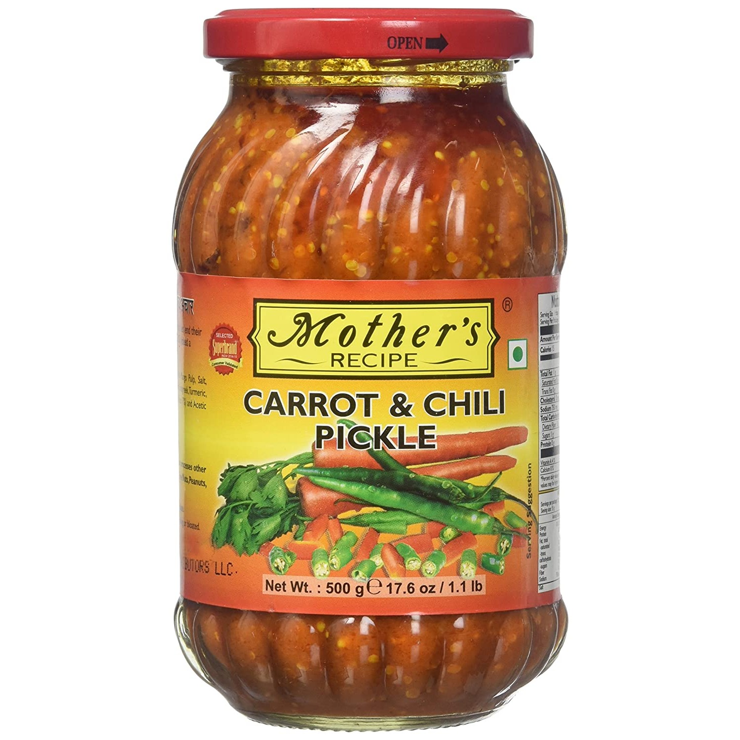MOTHER CARROT &  CHILLI PICKLE  500 GM