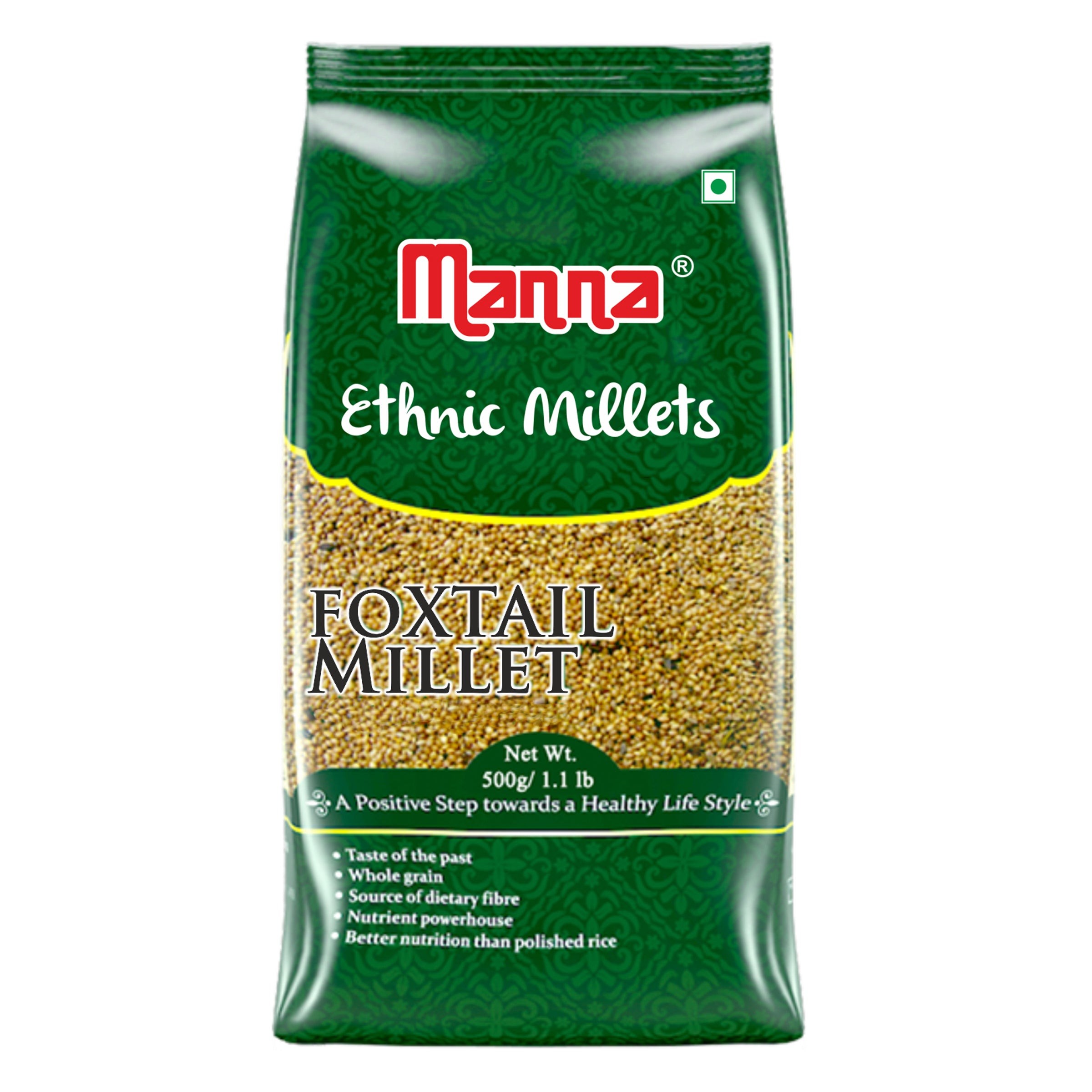 Manna Pearled Unpolished Ethnic Millets Foxtail Millet 1.1 LBS