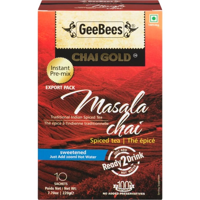 Chai Gold Masala Sweetened Instant Tea 10 PCS