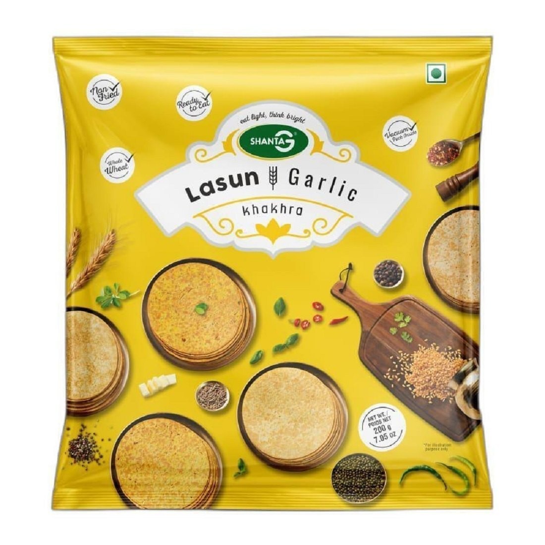 SHANTA G LASUN GARLIC KHAKHRA  200 GM