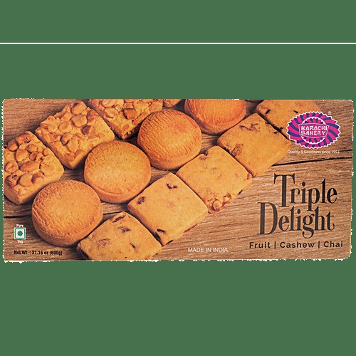 TRIPLE CHOICE CASHEW CHAI FRUIT BISCUITS KARACHI 600 GM