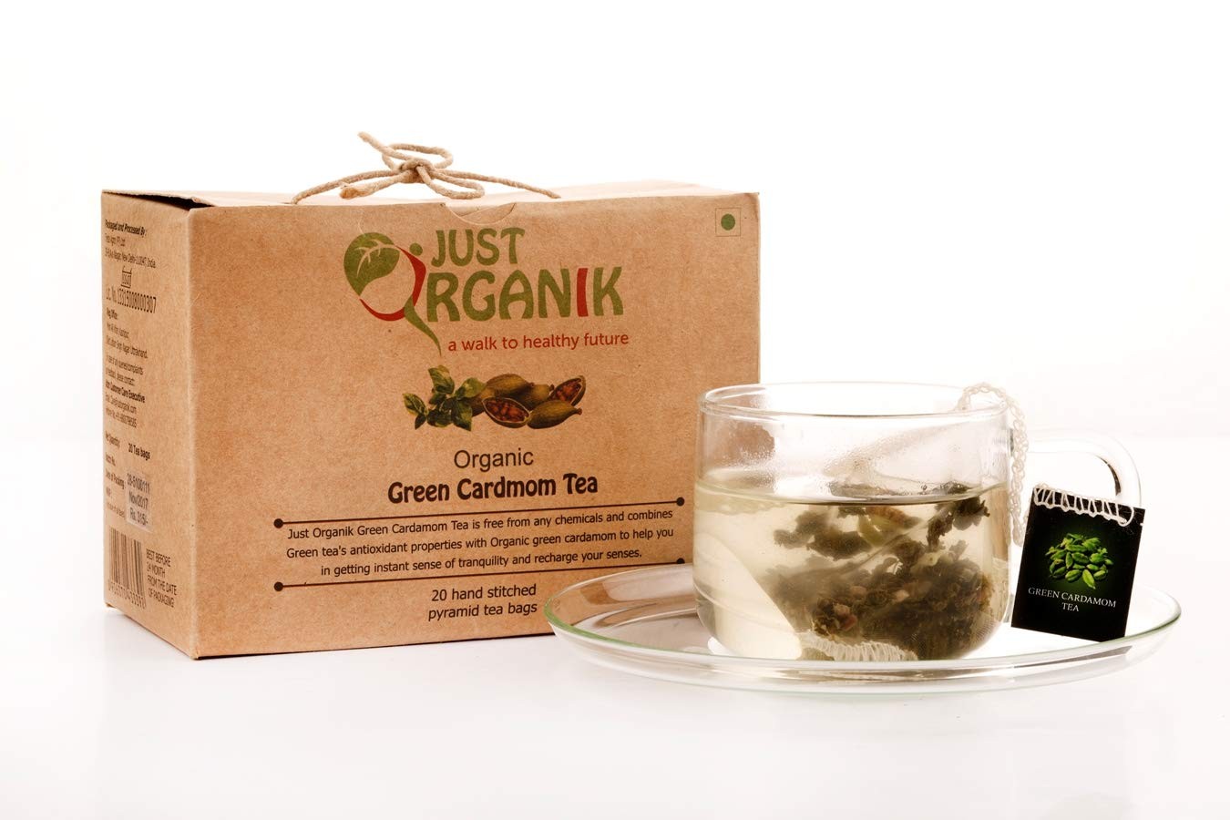 JUST ORG TEA GREEN CARDMOM 20 BAG 20 Bag