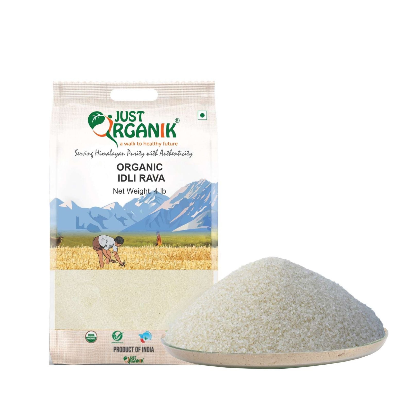 JUST ORGANIC IDLI RAVA 4 LBS